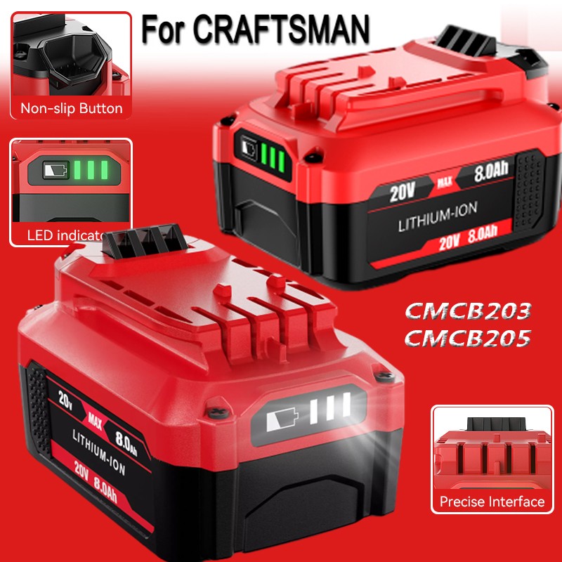 2X For Craftsman V20 Battery CMCB205 CMCB206 CMCB203 CMCB202 20V 8.0ah Battery