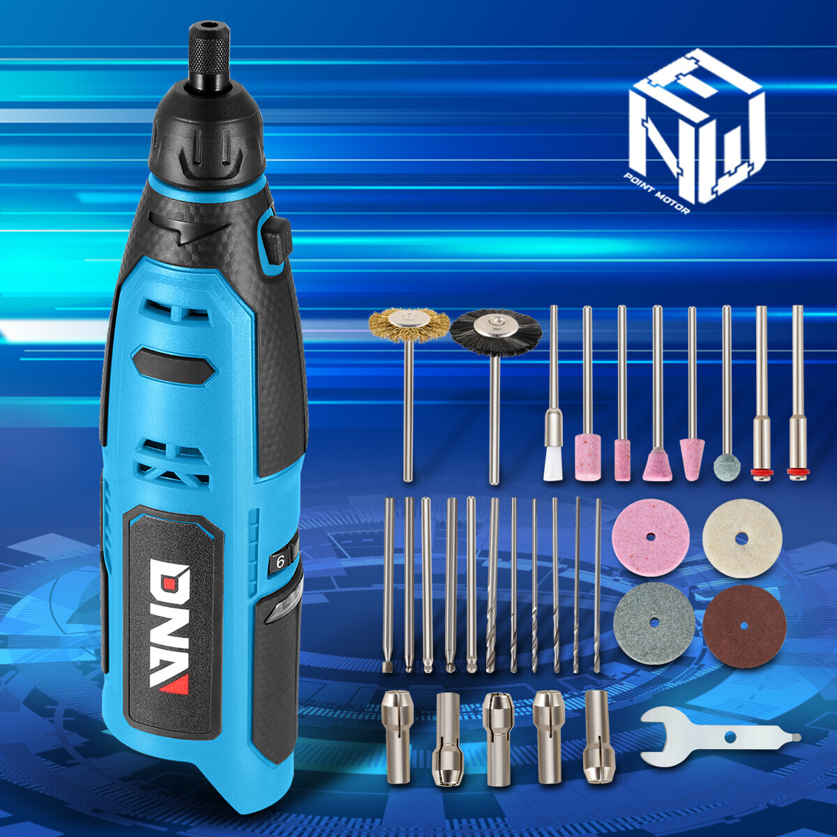 DNA Motoring 12V Electric Mini Grinder Set Grinding Polishing Drilling Tool Blue