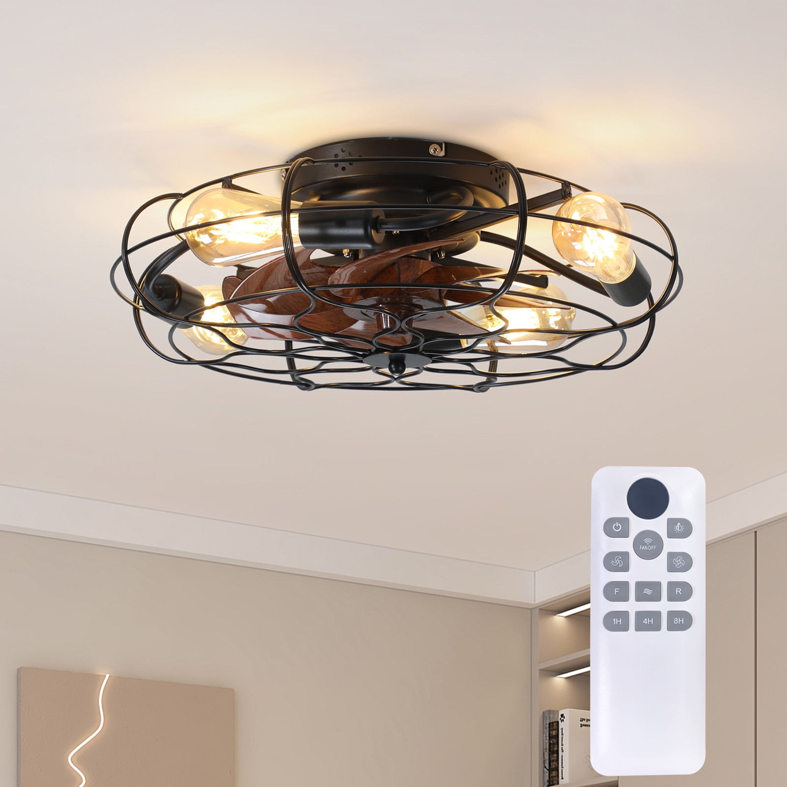 19.7″ Ceiling Fan Light 6-Speed Low Noise 30 dB for Bedroom/Living Room Kitchen