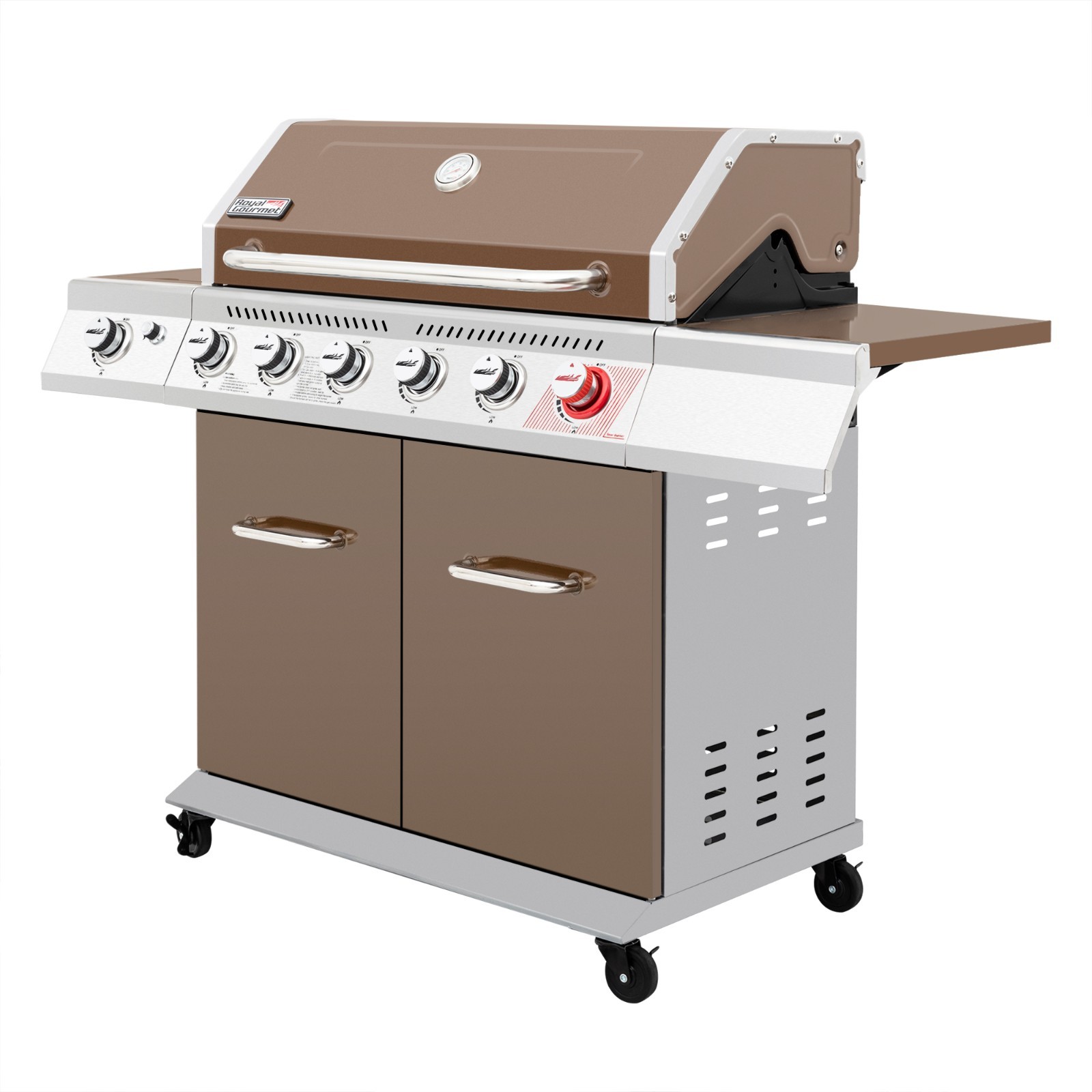 Royal Gourmet GA6402C 6-Burner BBQ Liquid Propane Gas Grill ,74,000 BTU, Coffee
