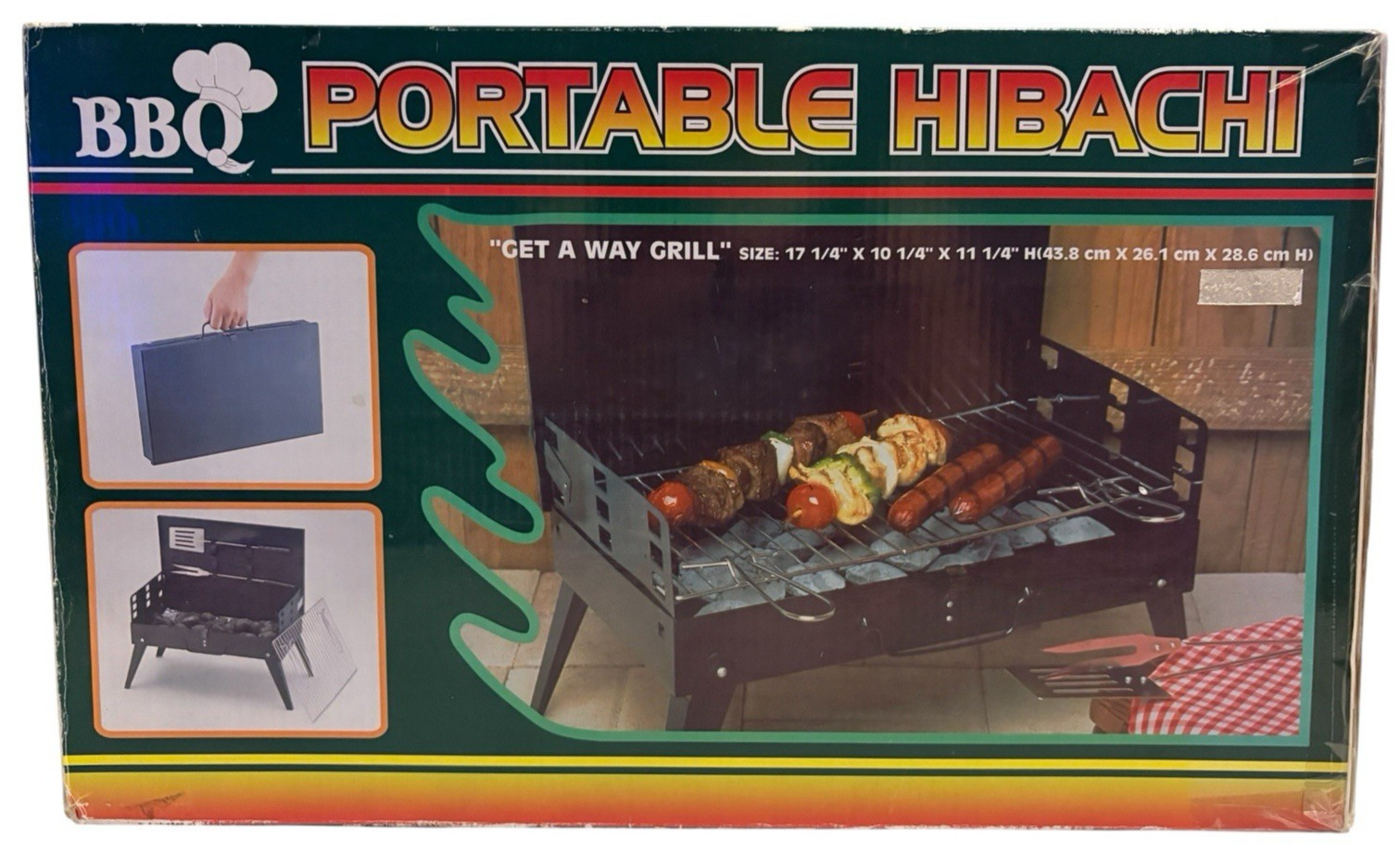 New BBQ Portable Easy Carry Tabletop Hibachi Grill with Utensils Camping Picnic