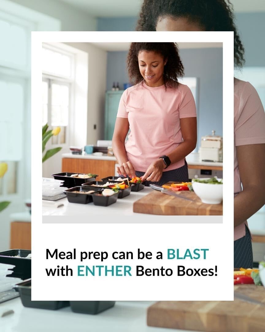 Enther Meal Prep Reusable Containers 36oz, 3 Compartment with Lids, [12 Pack]