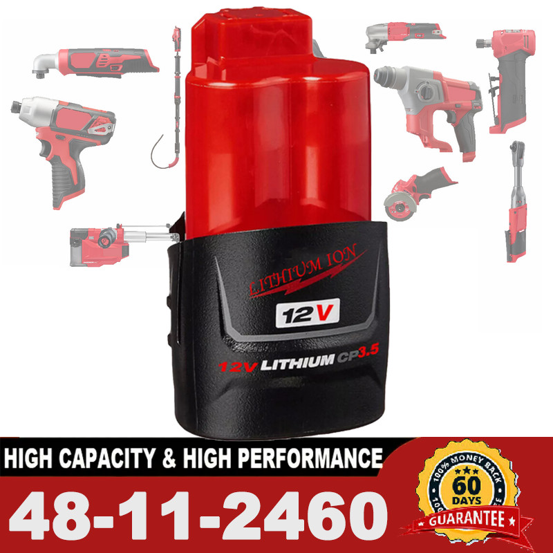 For Milwaukee 48-11-2460 For M12 LITHIUM 8.0Ah Extended Capacity Battery