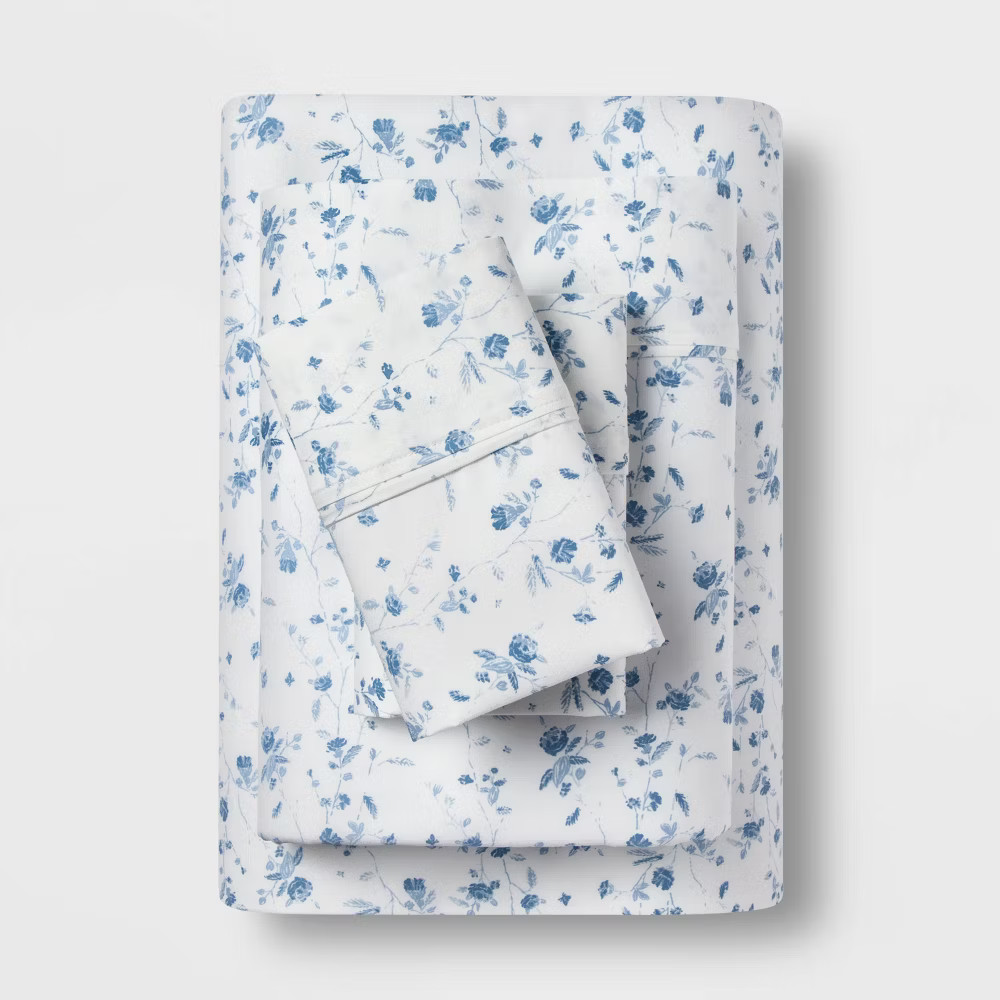 400 Thread Count Floral Print Cotton Performance Sheet Set – Threshold
