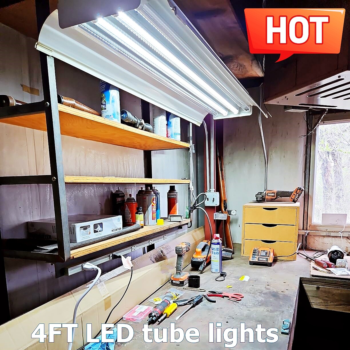 4FT T8 LED Tube Light Bulbs 22W 28W 60W G13 2-Pin 6500K LED Shop Lights Garage