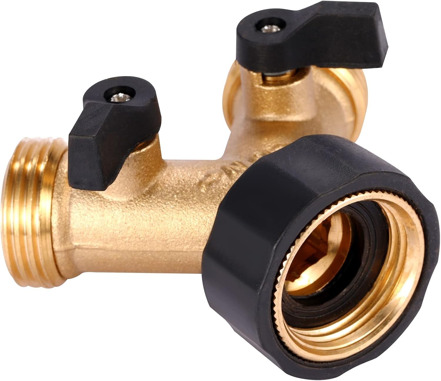 Adjustable Flow Control Brass Garden Hose Splitter – Compact & Heavy Duty