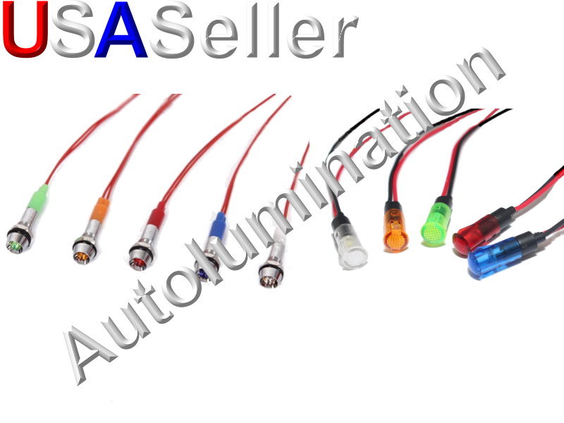12v Volt Led Panel Mount Thru Through Hole Signal Marine Indicator Lights