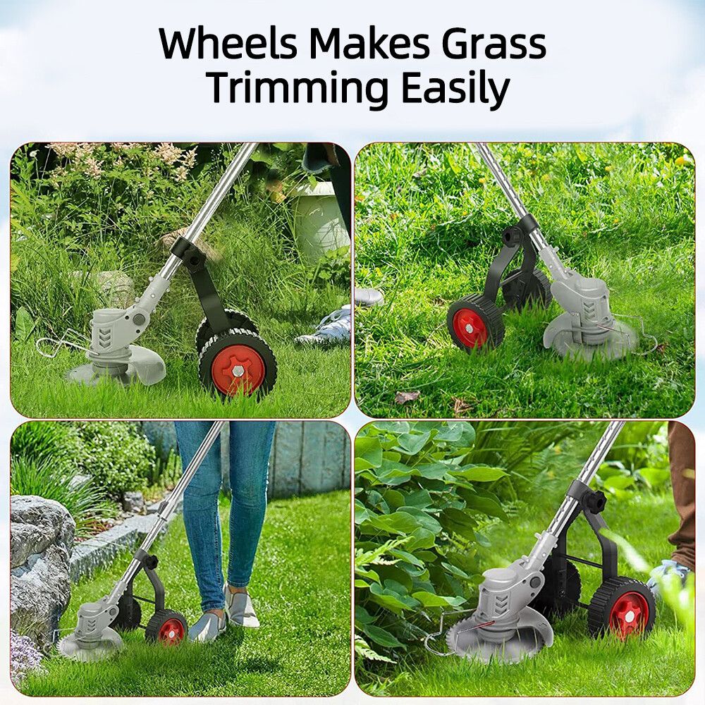 Universal Grass Rope Trimmer Weeder Stabilizing Adjustable Support Wheel Set NEW