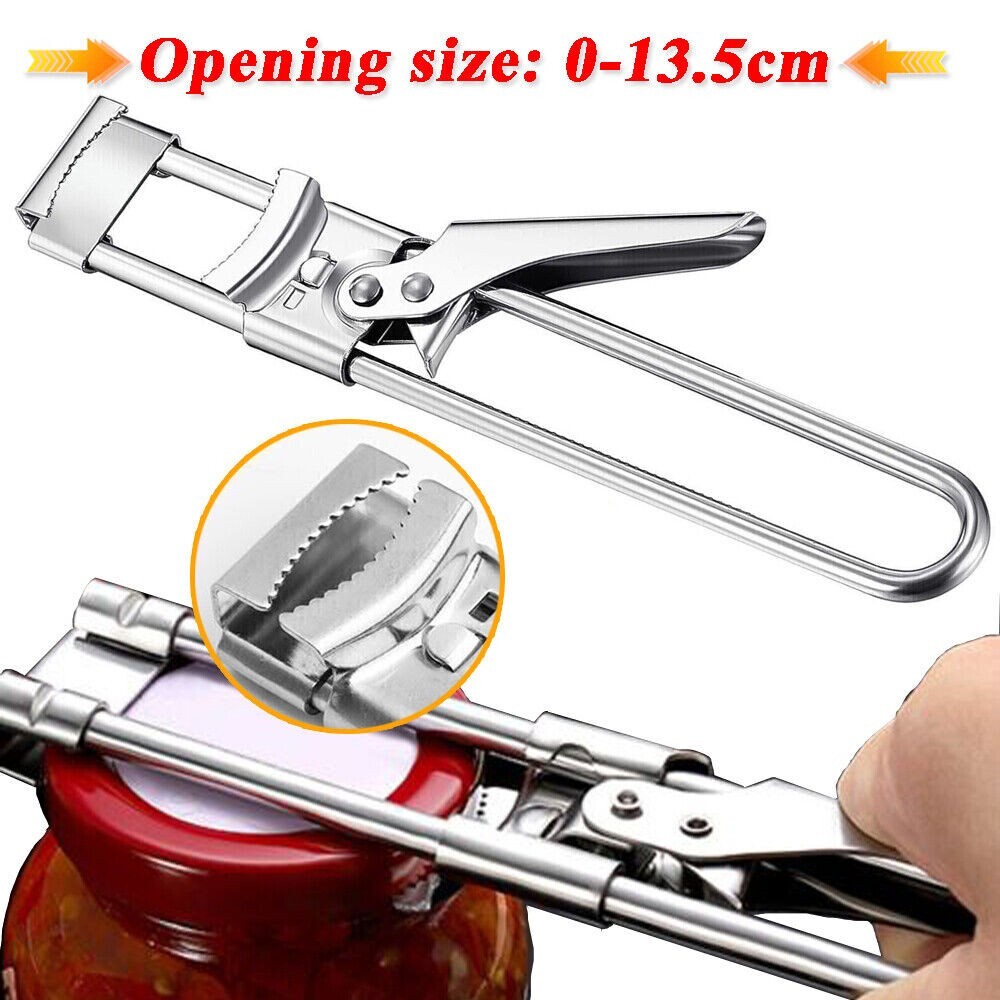 2PCS Adjustable Multifunctional Stainless Steel Can Opener Jar Lid Gripper New