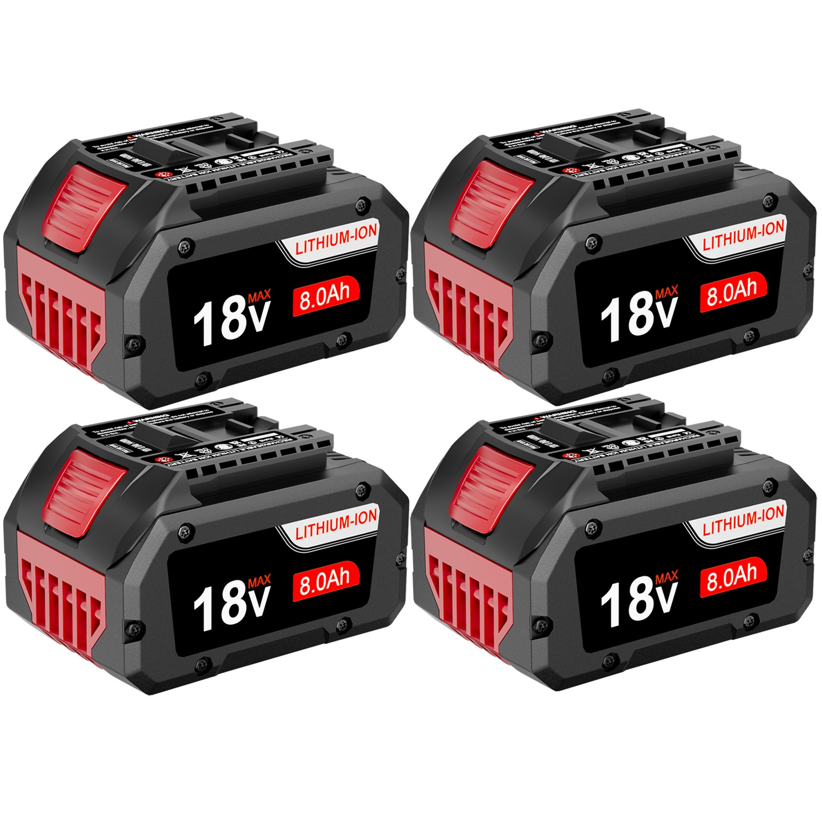 4 Pack 18V Battery For Bosch 18V 8.0AH Li-ion BAT609 BAT610G BAT618 GSR18V-LI