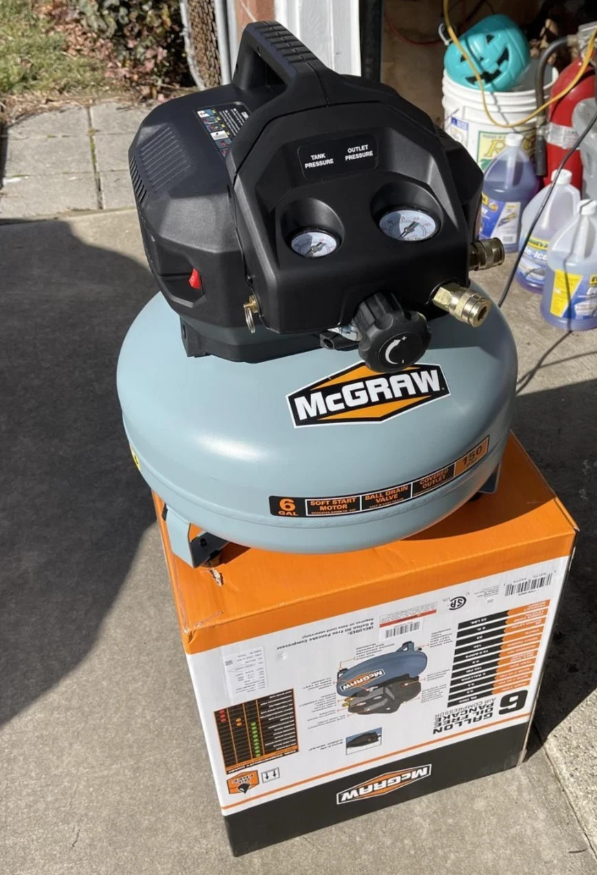 6 Gallon, 150 PSI Oil-Free Pancake Jobsite Air Compressor 0.8HP