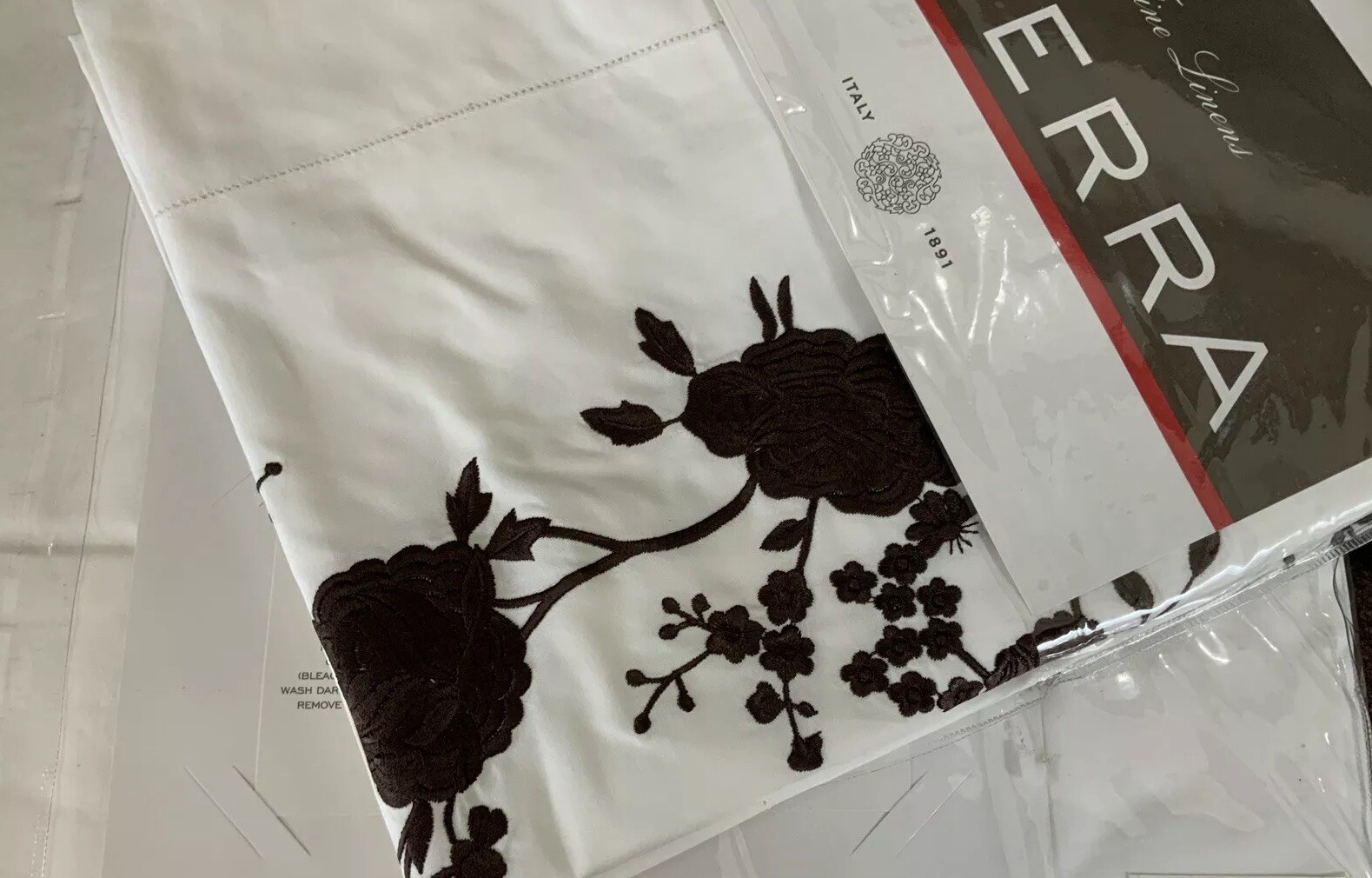Sferra Italy NWT 1pc Boudoir Sham 12”x16” Rosina 406TC Percale Embroidery ONE