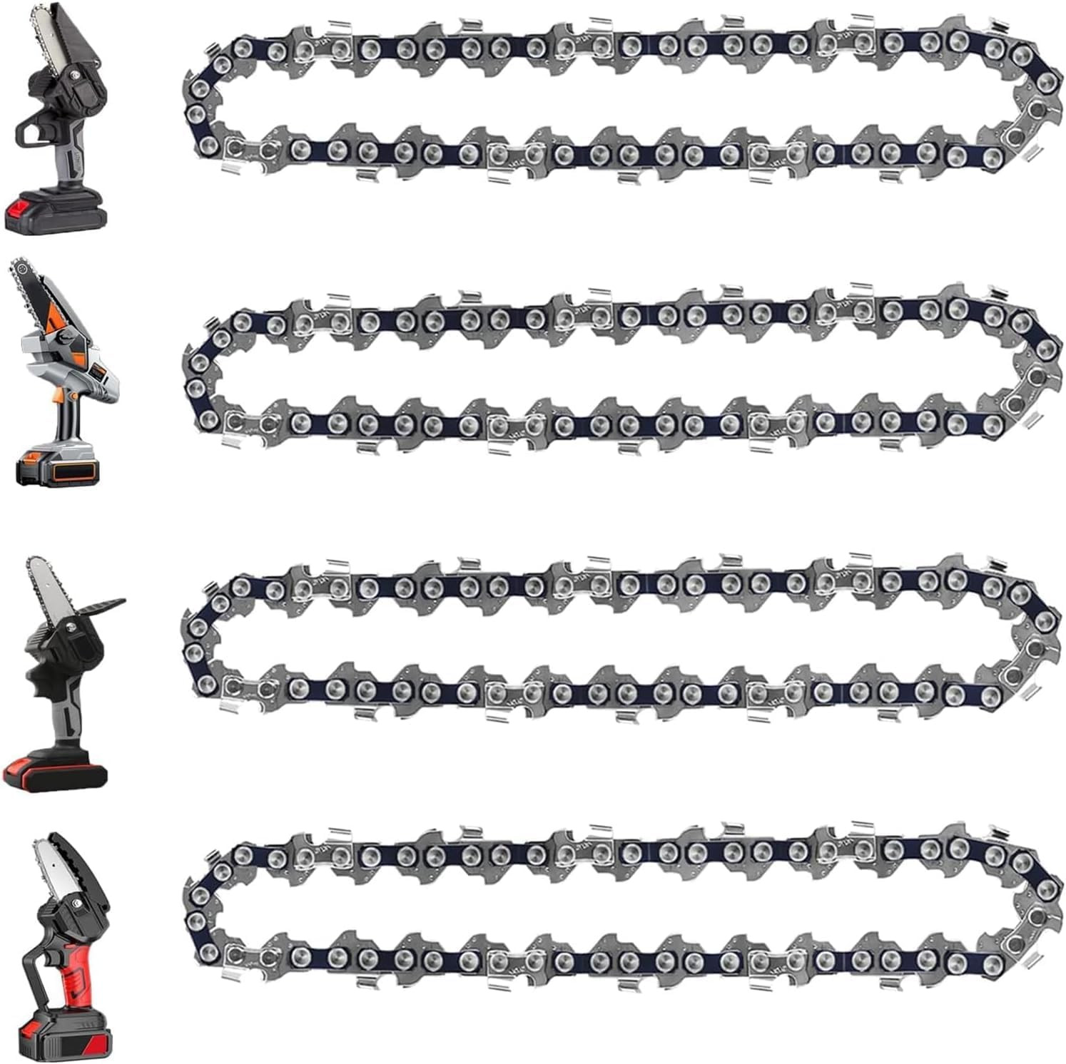 4 Pack 8″ Chainsaw Chains 1/4″ Pitch .043″ Gauge 47DL Replacement Mini Chain Saw