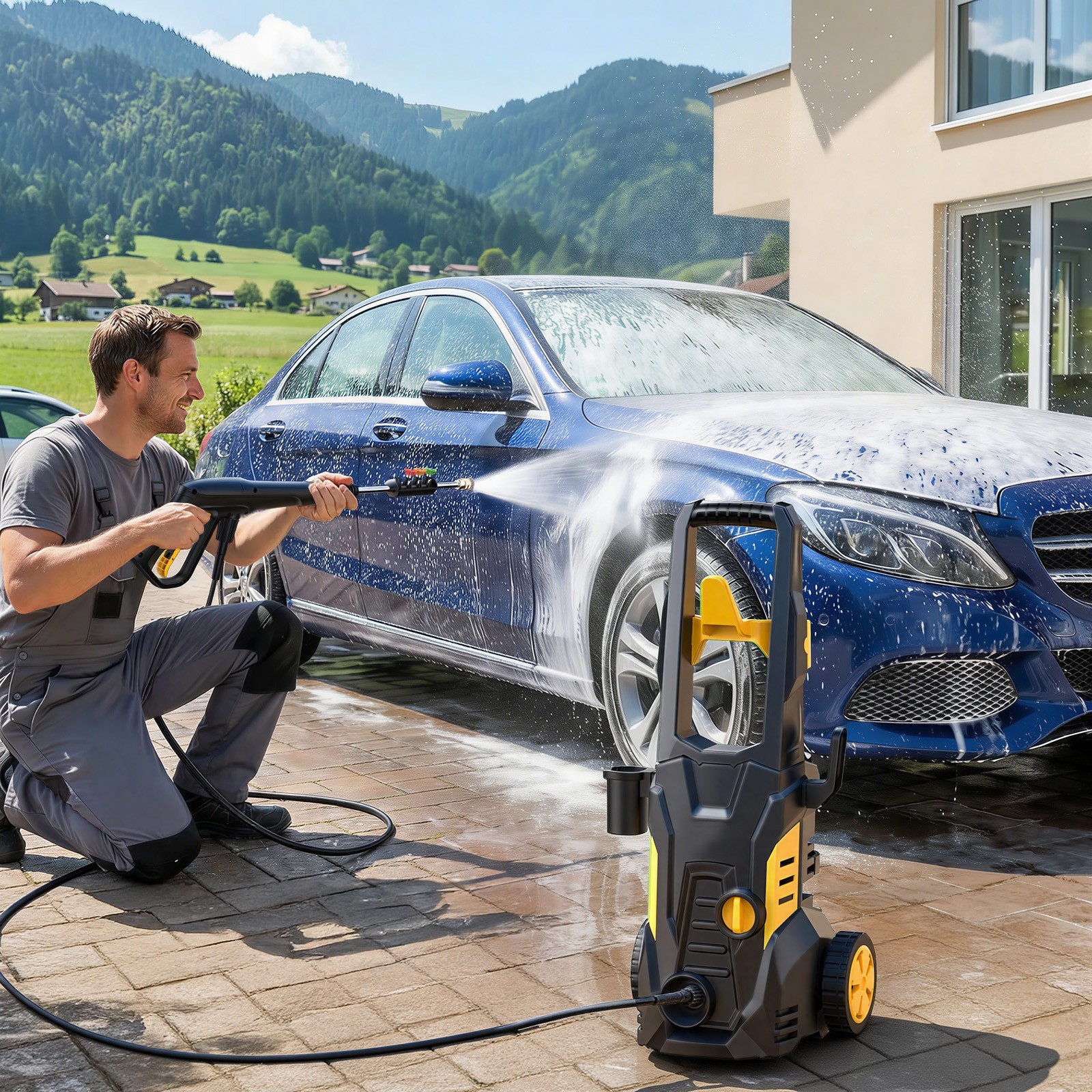 5000PSI Electric Pressure Washer Max 3.0GPM Portable Power Washer 4 Quick Nozzle