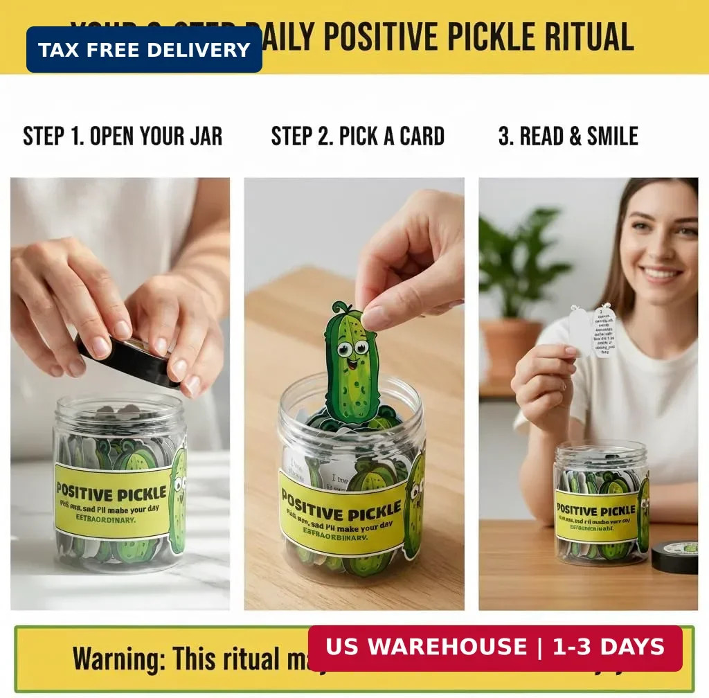 DEARMINE 60 Positive Pickle Cards Jar, Birthday Gifts for Women, Teens, Adults,