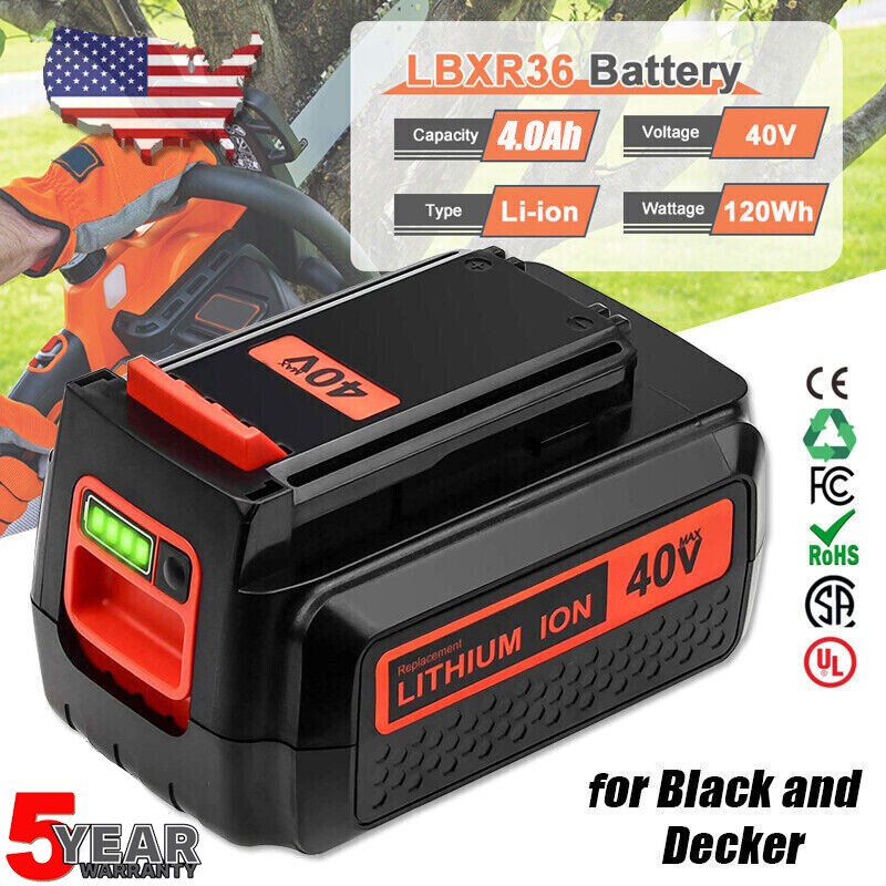 40V MAX Lithium Battery Replacement for Black & Decker LBX1540 LBX2040 4.0Ah