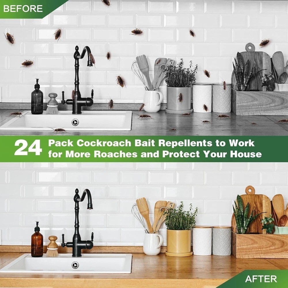 Roach Killer Cockroach Traps for Indoor & Outdoor Infestation Control pack of 24
