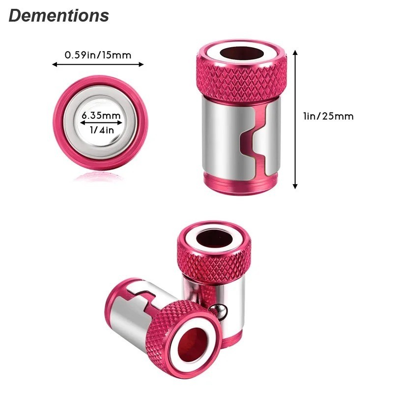 Magnetic Screwdriver Bit Holder Strong Magnet Ring 1/4 Quick Change Adapter Tool