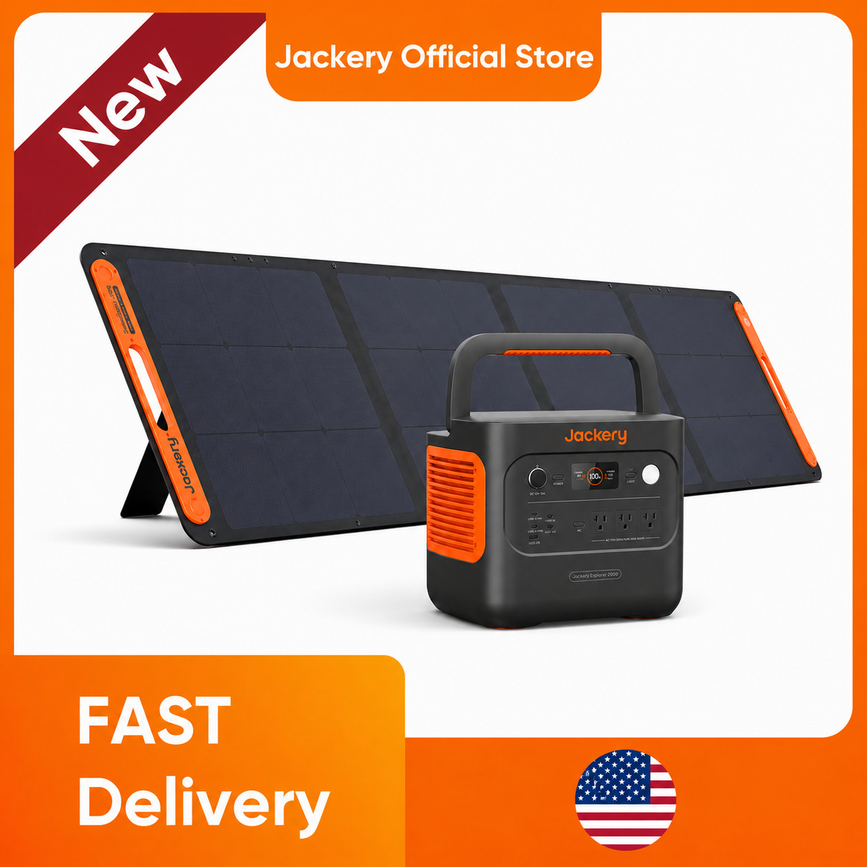 Jackery Power Station Explorer 2000 V2 with 200W Solar Panel