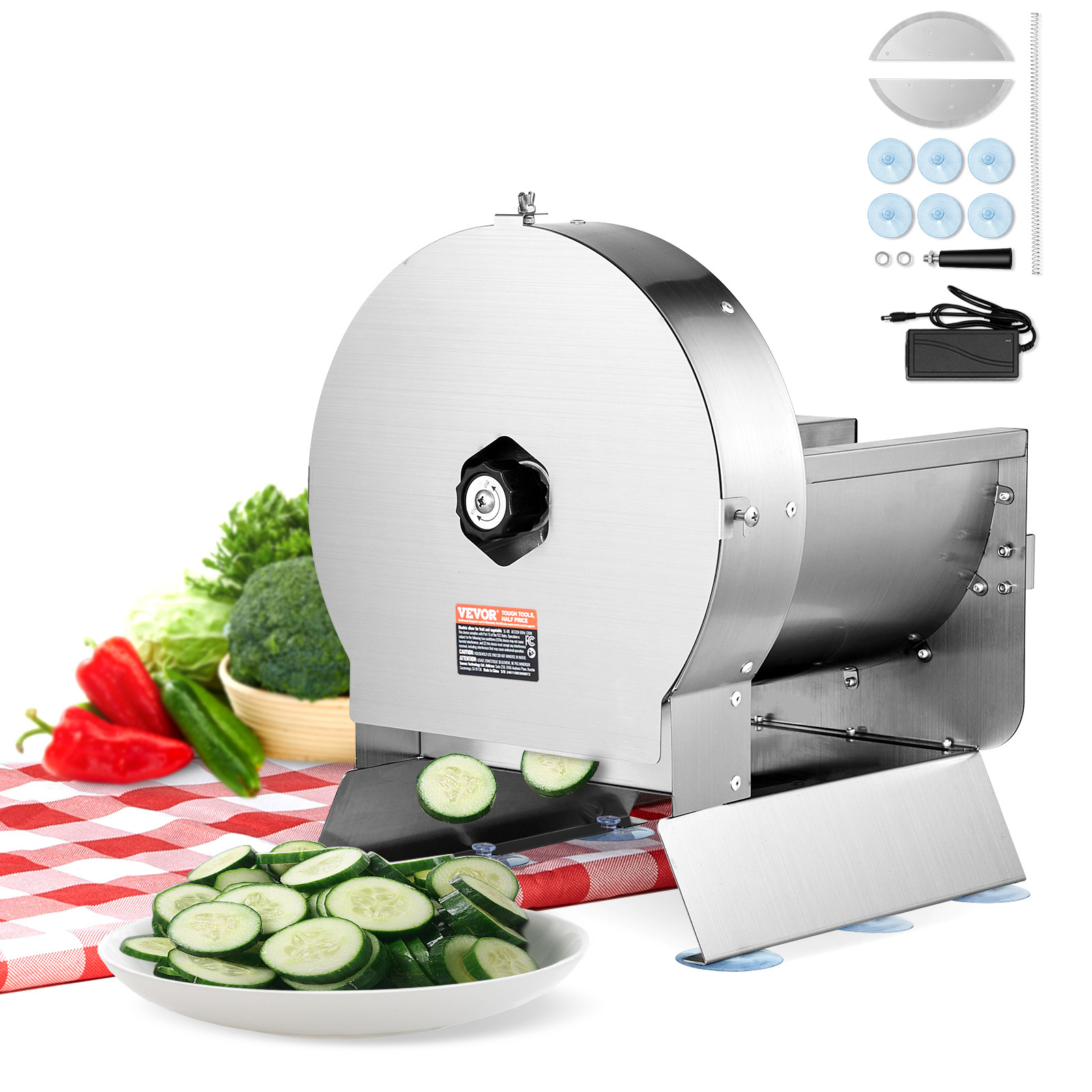 VEVOR Electric Vegetable Slicer 0-0.5in Thickness Adjustable Manual Food Cutter