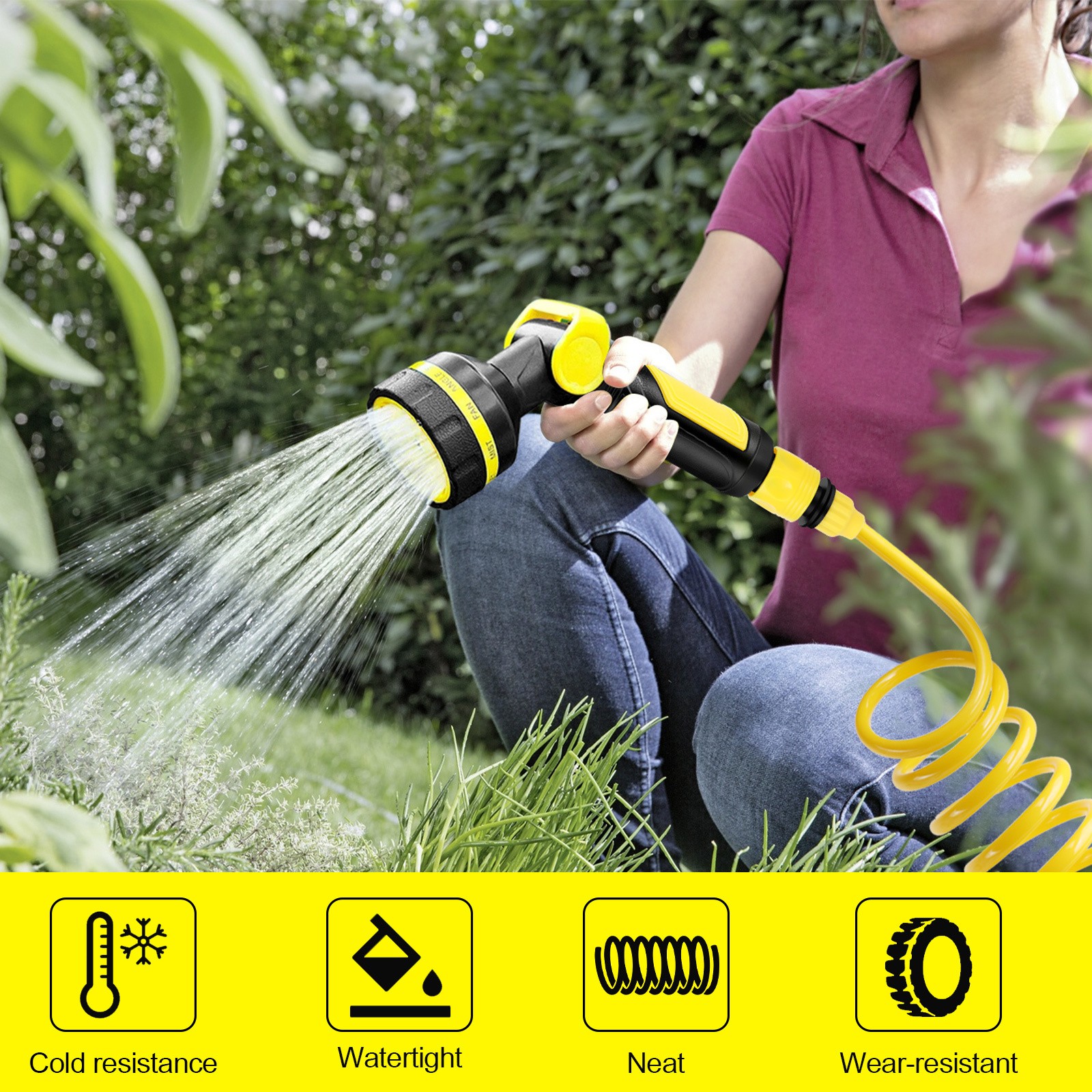 1/2″ Coil Garden Hose Curly Water Pipes & Sprayer for Boat Greenhouse/Yard/Patio