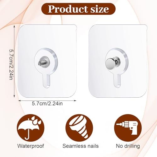 20Pcs Heavy Duty Self Adhesive Hooks, No-Trace Sticker Frame Hangers Without