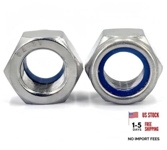 8Pcs M14x1.5mm Nylon Insert Hex Lock Nuts – 304 Stainless Steel M14x1.5 Silver