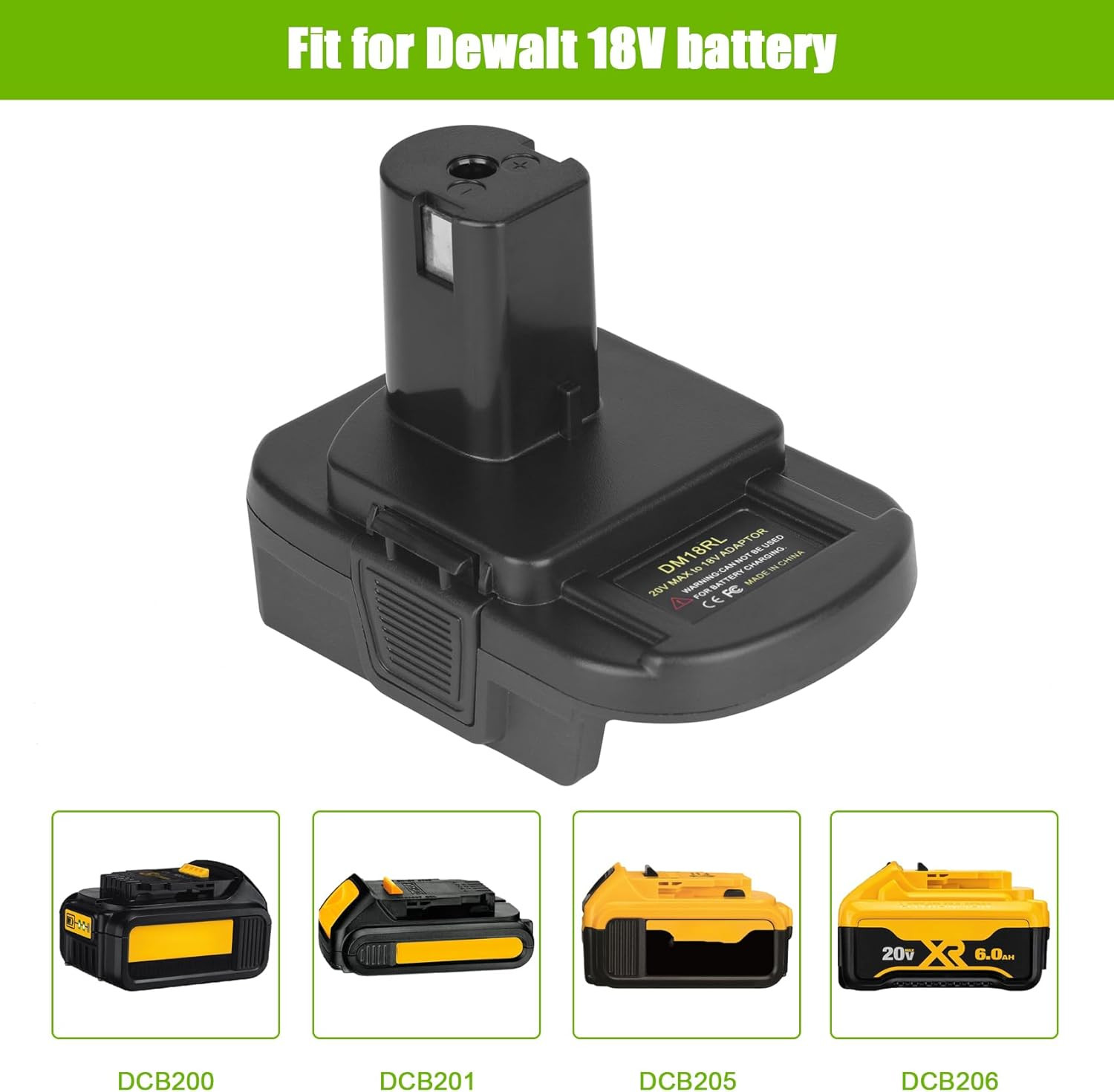 Battery Adapter for Ryobi 18V – For Milwaukee 18V & DeWalt 20V to Ryobi with USB