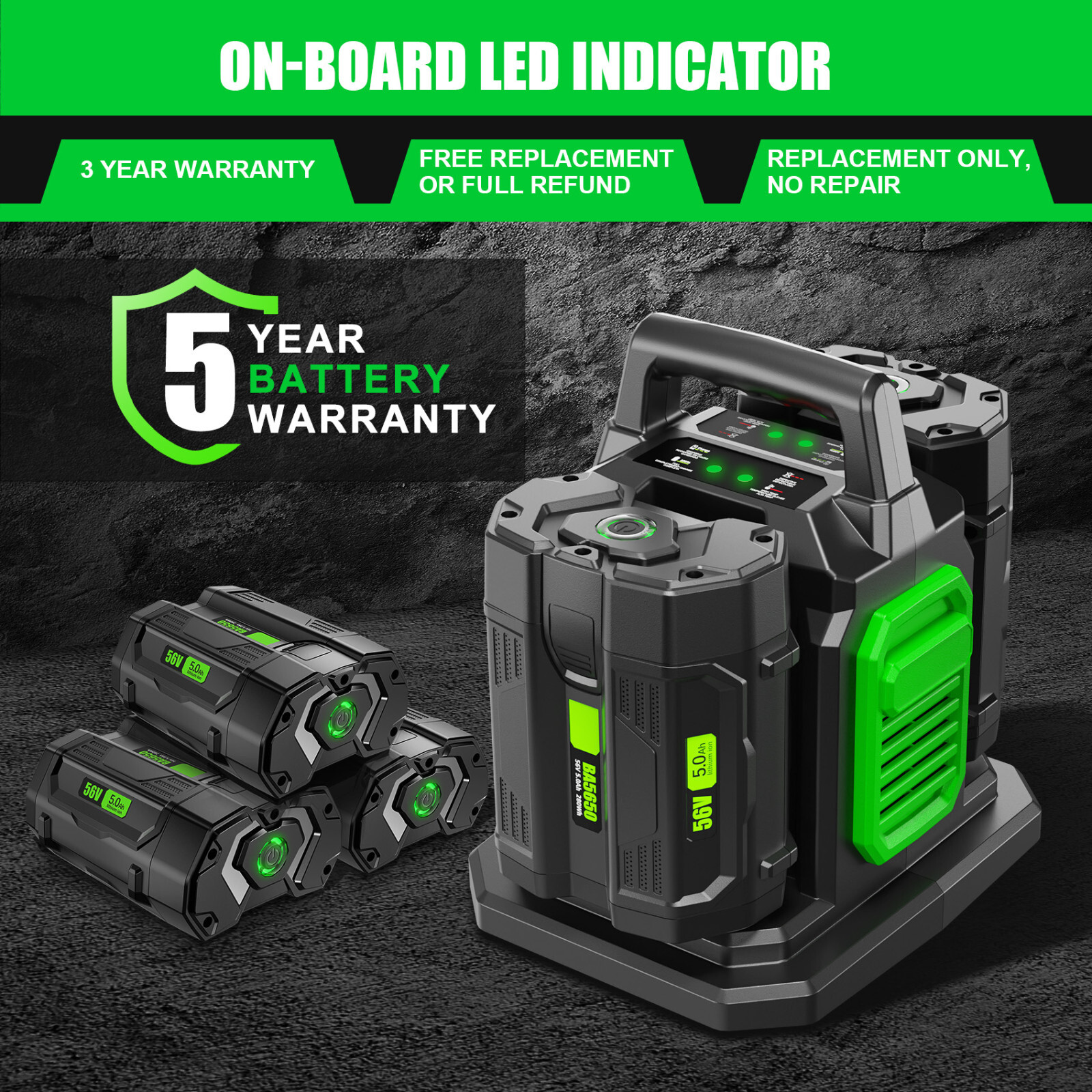 5.0Ah For EGO 56Volt Power+ Lithium-ion Battery / Charger CH2800D BA2800 BA4200T