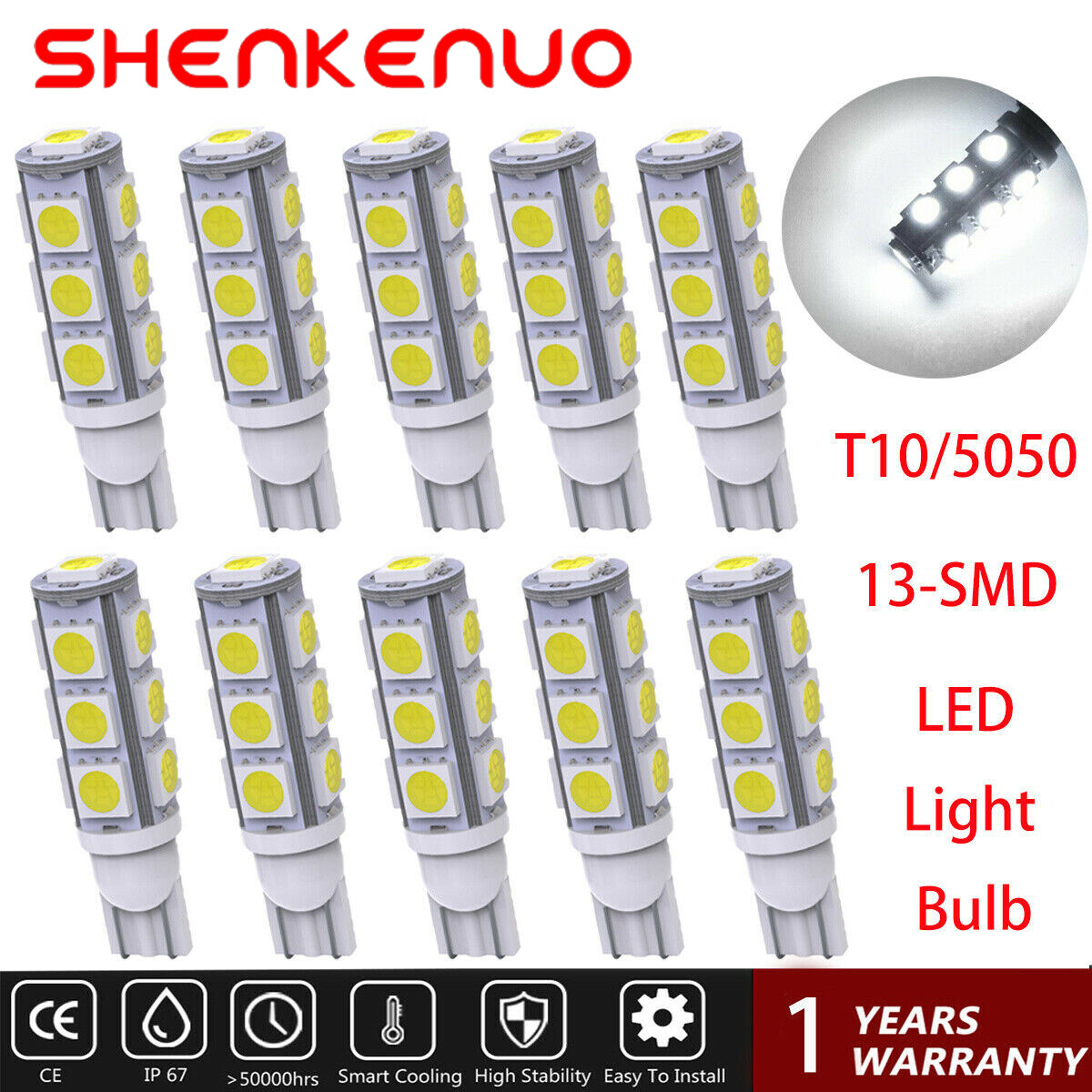 10 pcs, T10 Wedge 1.2W Bulb pure white LED for Malibu 12V DC Landscape Light