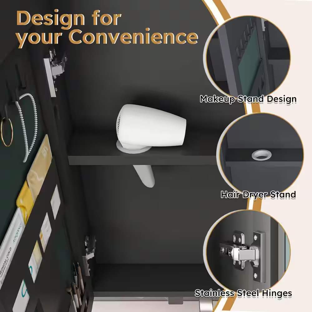 35 In. W X 28 In. H Rectangular Aluminum Medicine Cabinet with Mirror,3 Colors L