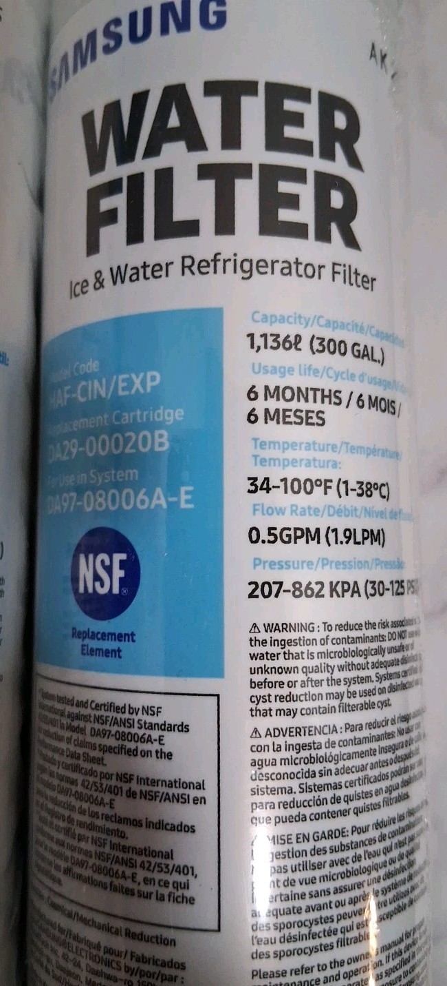 Samsung Replacement Refrigerator Water Filters DA29-00020B HAF-CIN/EXP Lot Of 2