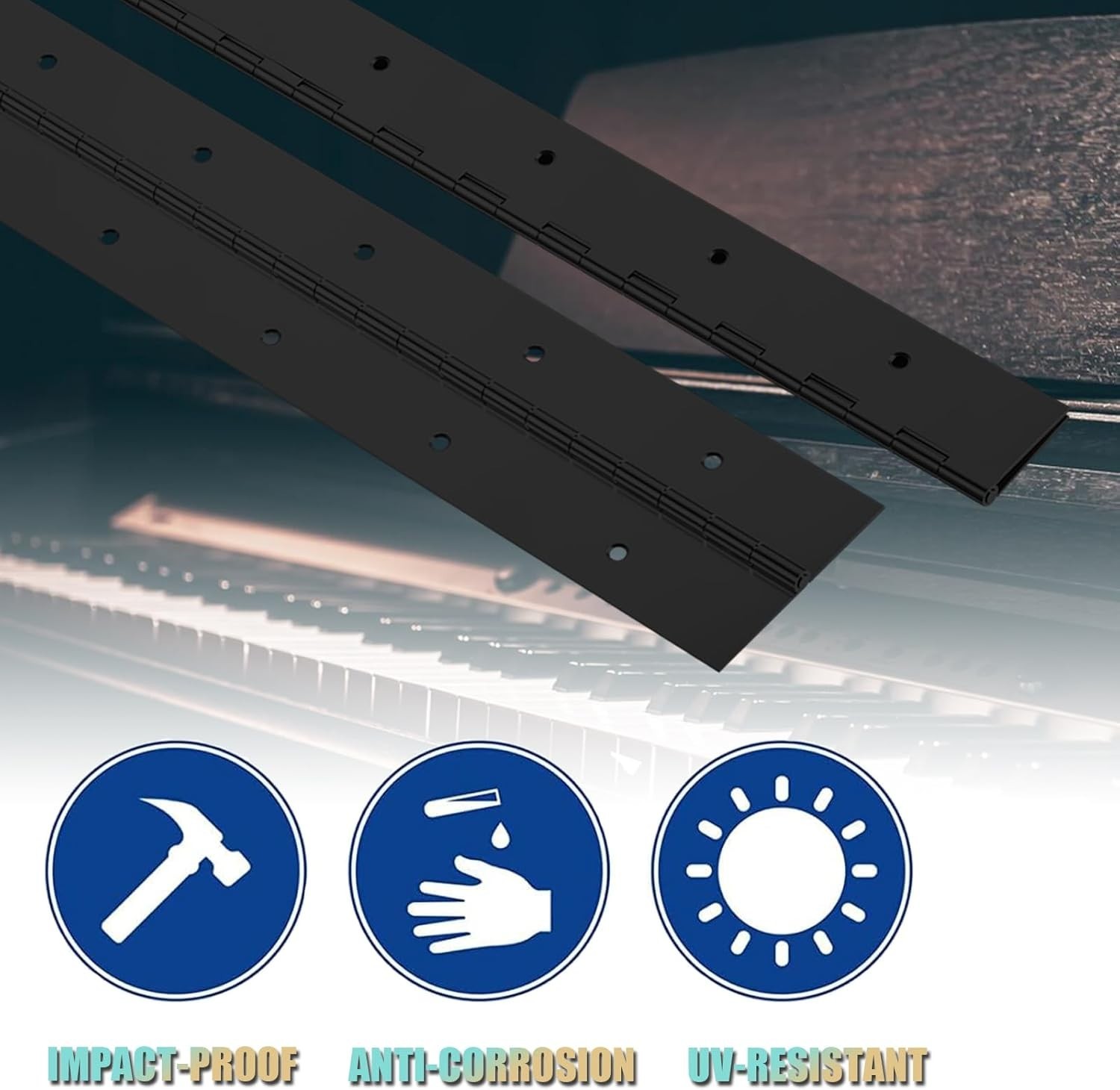 Durable 6-Inch Black Piano Hinge Set – 6PCS Stainless Steel 304 for Furniture