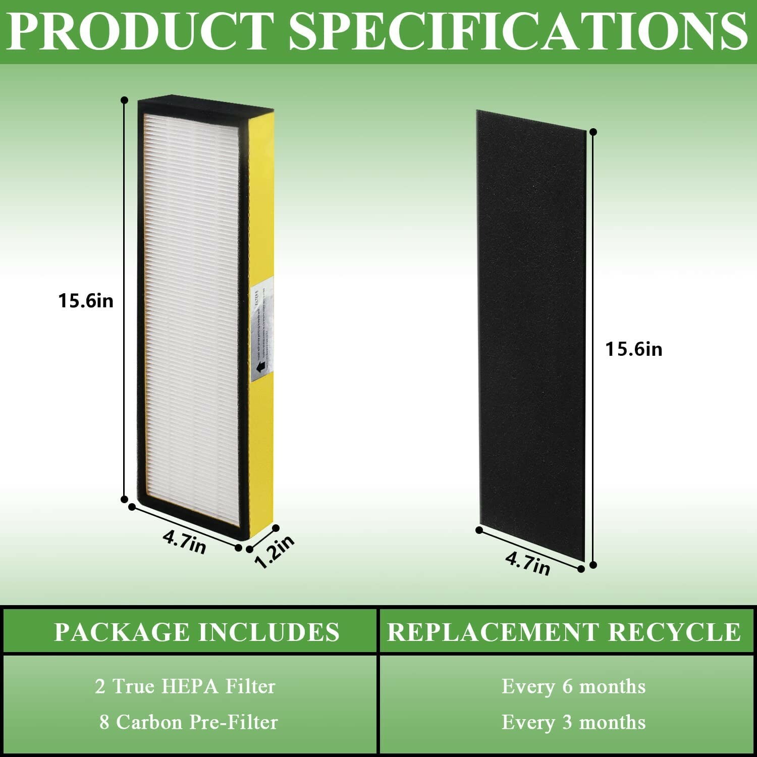 2+8 Pack FLT4825 HEPA Filter B Replacement Compatible with GermGuardian AC4825E