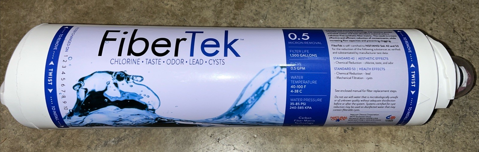 Water filter Natural Choice FiberTek Filter – 6906 removes Chlorine, Taste, odor