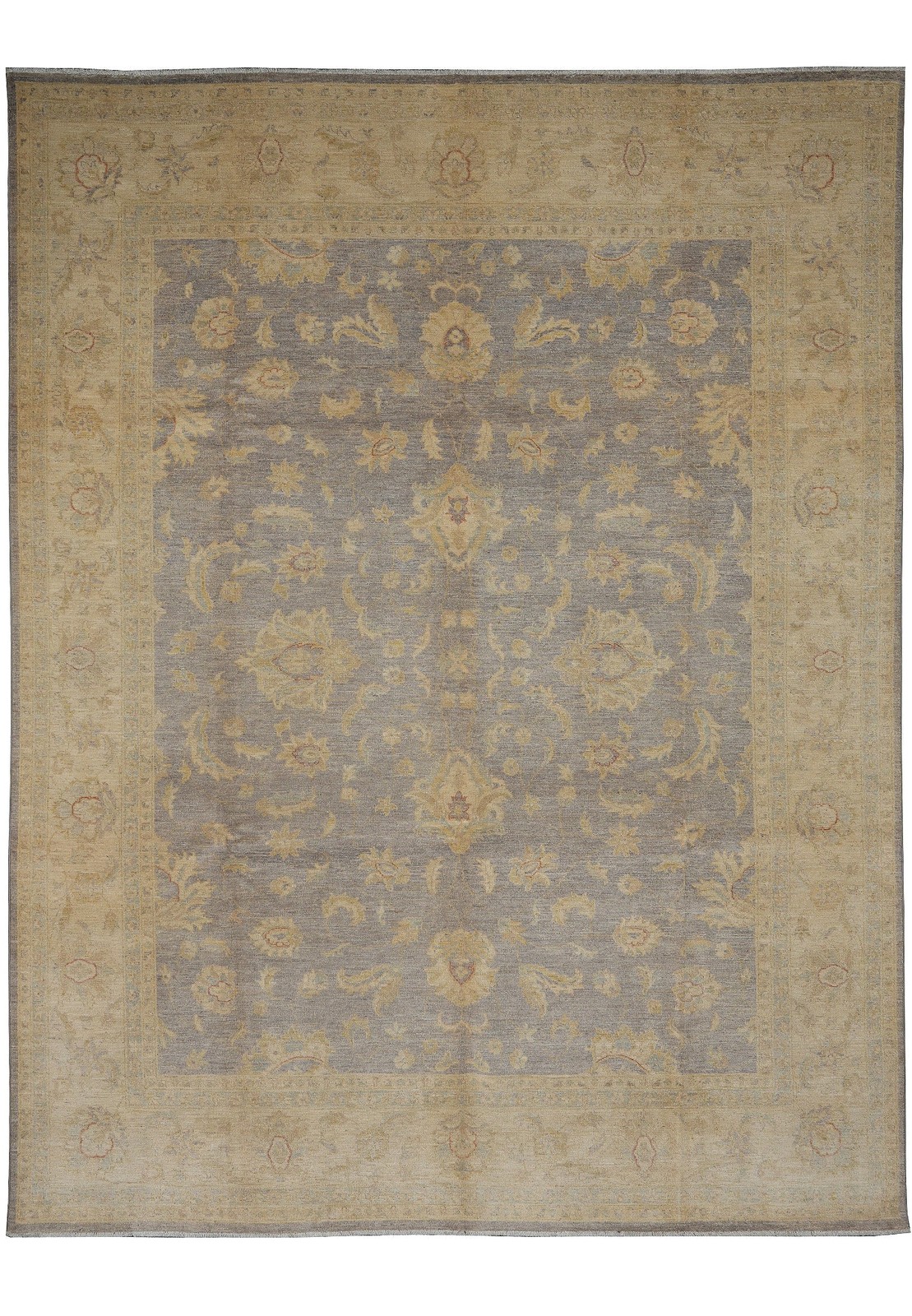 8.11 x 11.8 Slate and Gold Chobi Zigler Handmade Pakistan Rug #F-4258