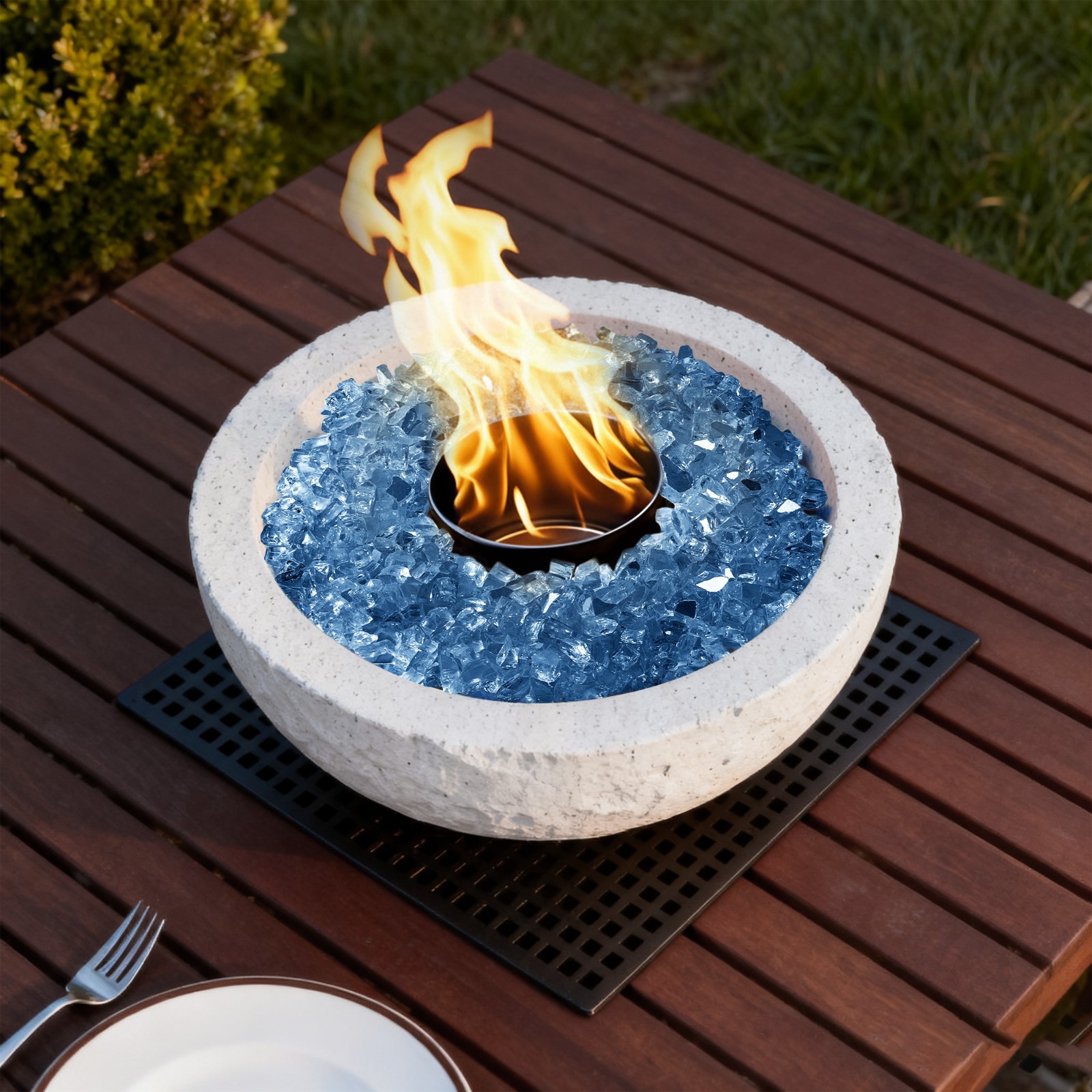 Decorative Fire Pit Glass Pellets – 10LB Sparkling 1/2-Inch Fireplace Glass