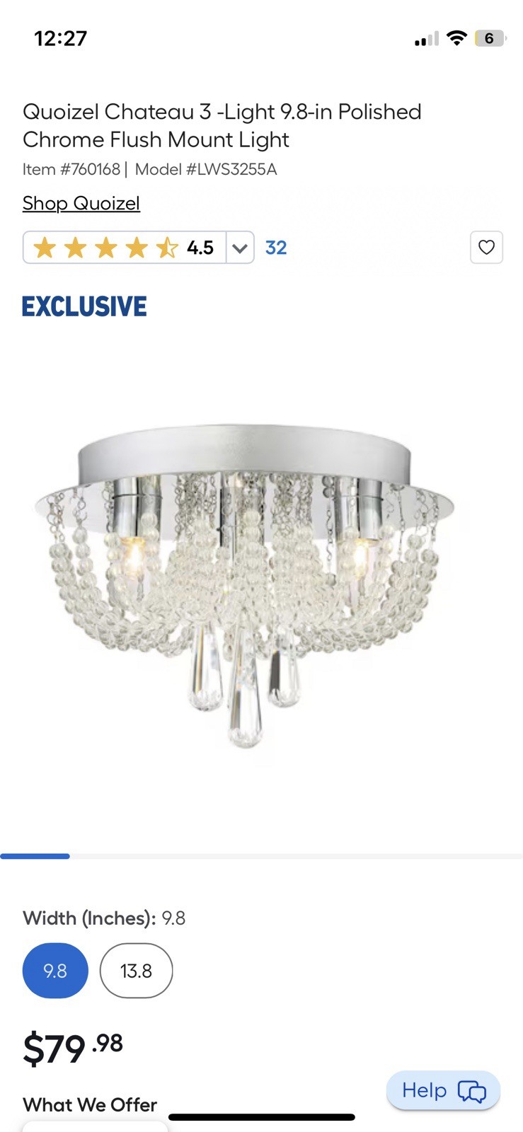 Quoizel Chateau 3 -Light 9.8-in Polished Chrome Flush Mount Light