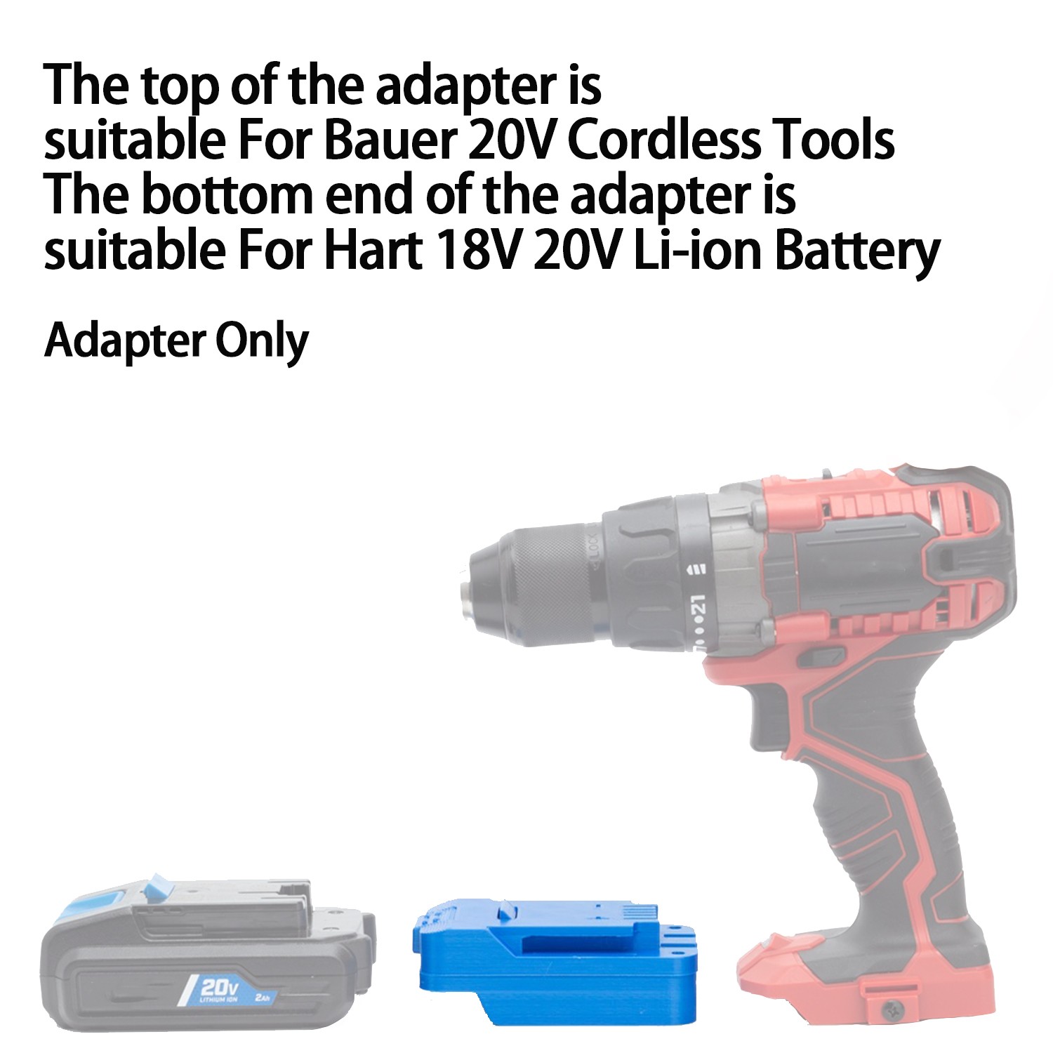 Battery Adapter Fits For HART 20V Li-Ion Battery to For Bauer 20V Cordless Tools