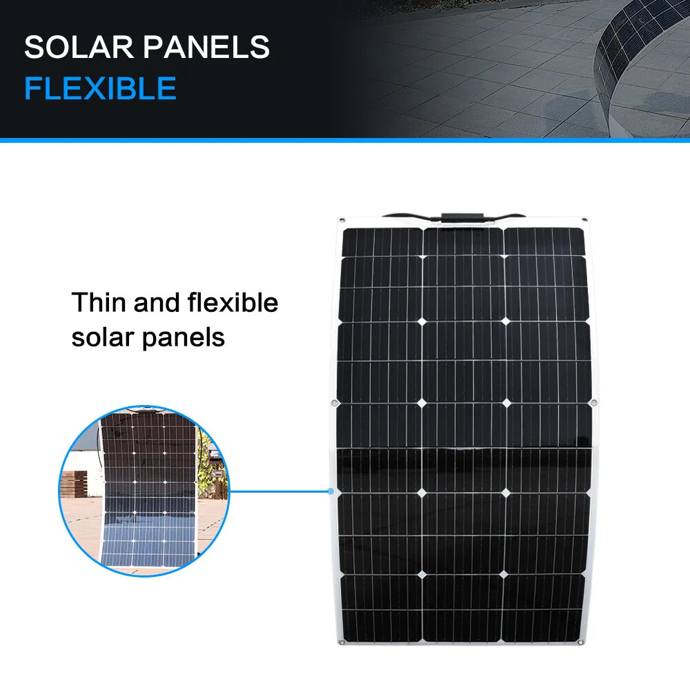 200W Mono Flexible Solar Panel 12v Portable Power Charge Camping Home RV Battery