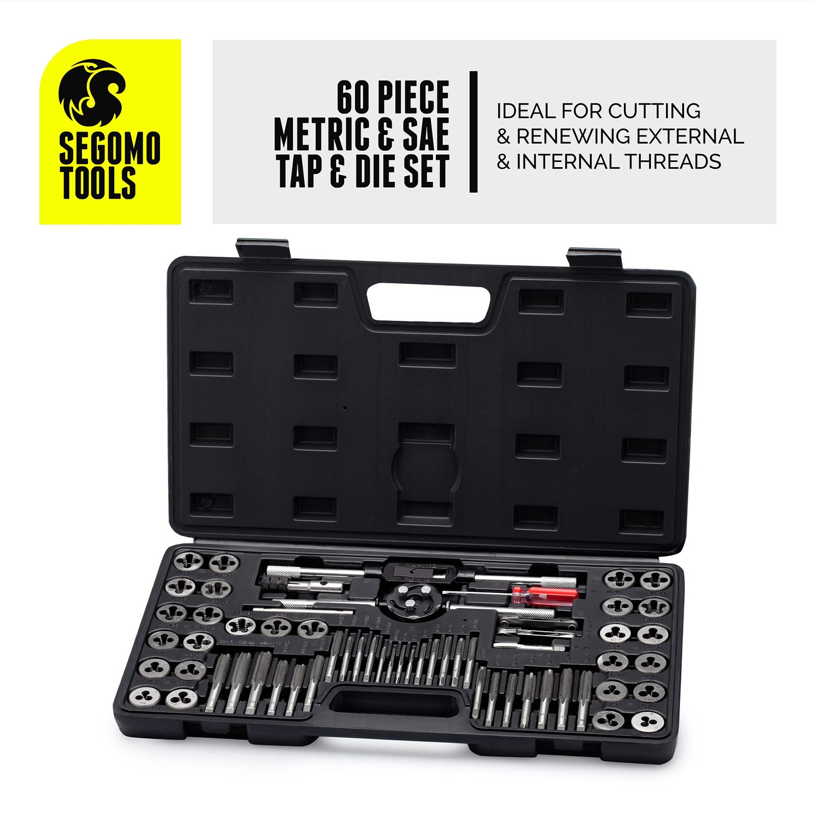 Segomo Tools 60 Piece Metric & SAE Threading Tap & Die Tool Set – TD60MMSAE