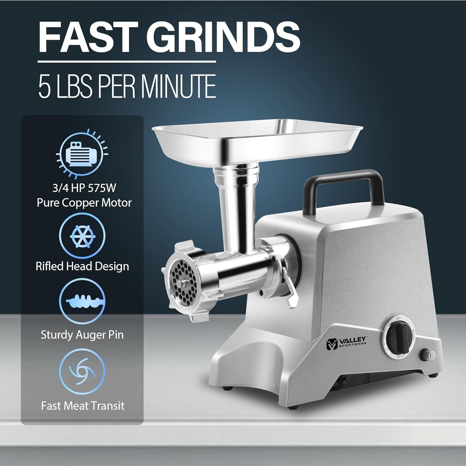 Electric #12 Meat Grinder, Sausage Stuffer Tube, Grinding Plates, Heavy Duty