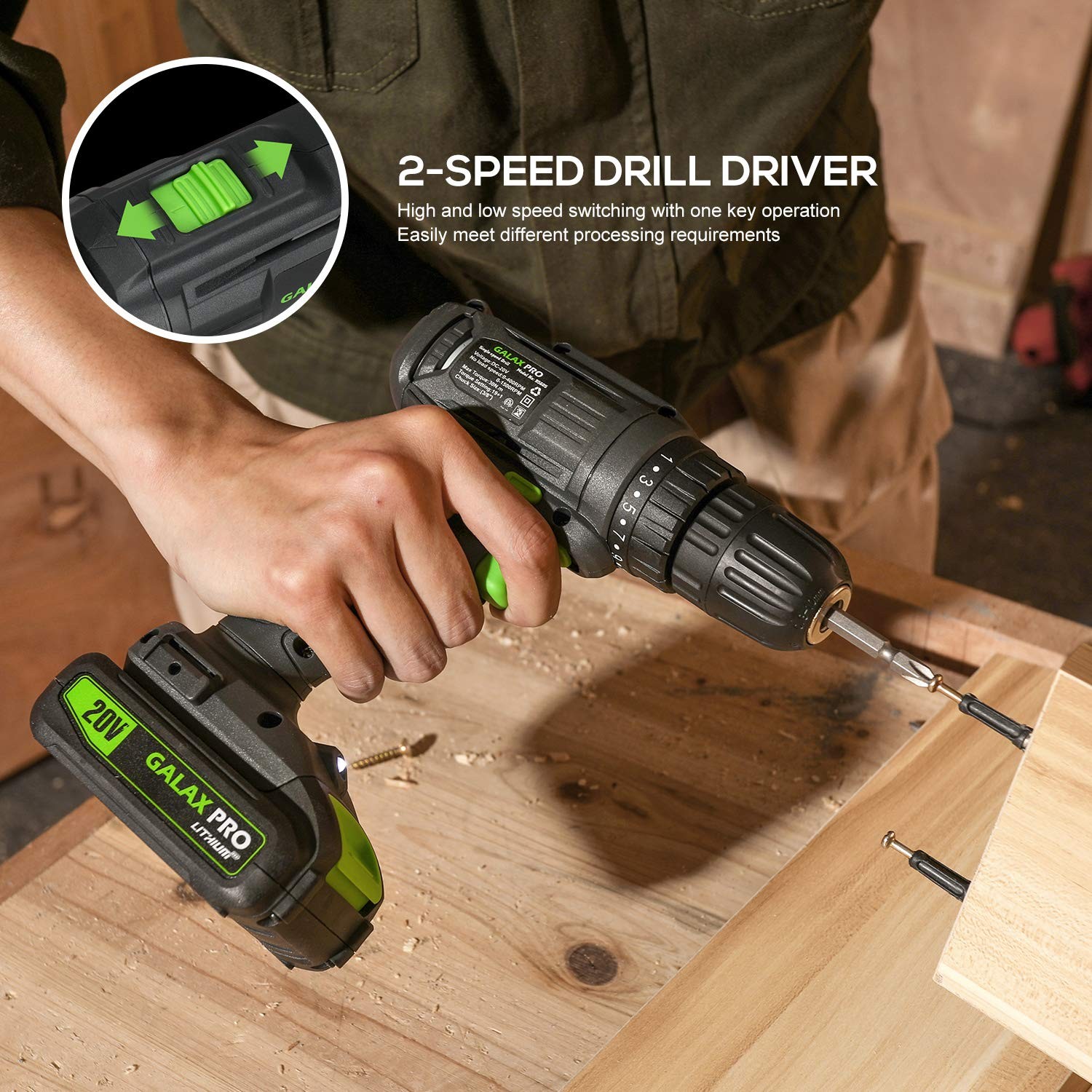 Cordless Drill Driver/Impact Driver with 1pcs 1.3Ah Lithium-Ion Batteries, Ch…