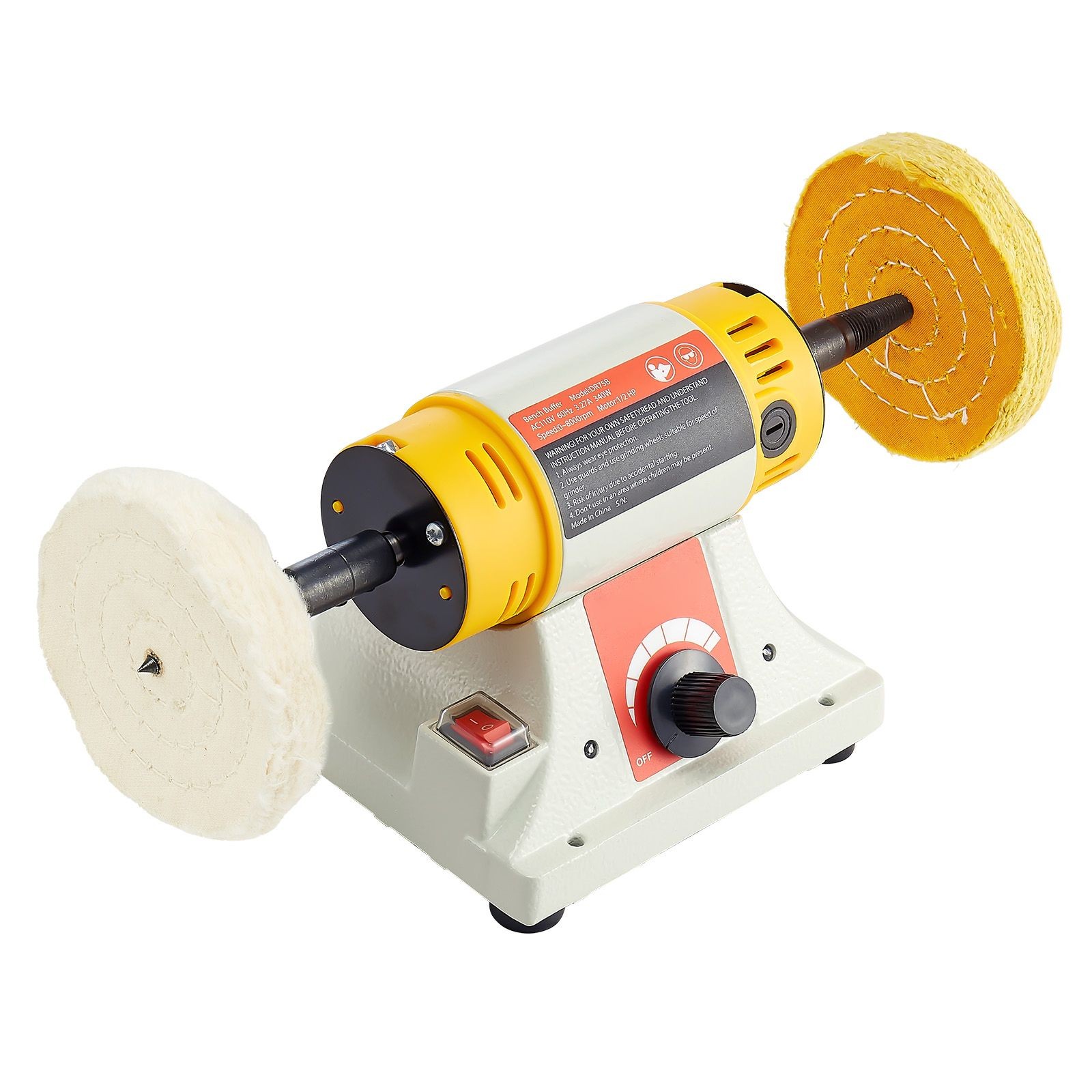 Bench Buffer Polisher, 1/ 2HP Polishing and Buffing Machine, 0 to 8000RPM