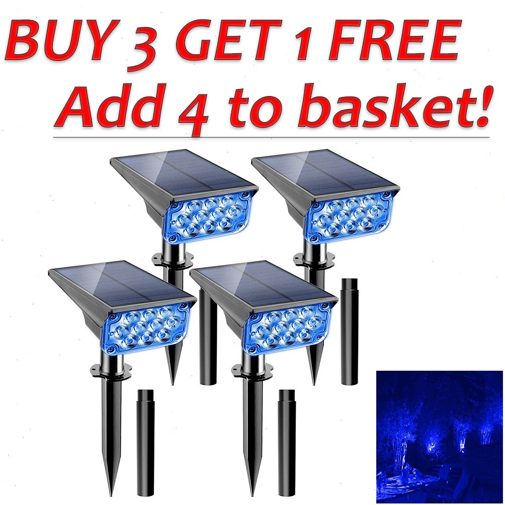 T-SUN Solar Spot Light BLUE Landscape Light Outdoor Garden Pathway Yard Lamp USA