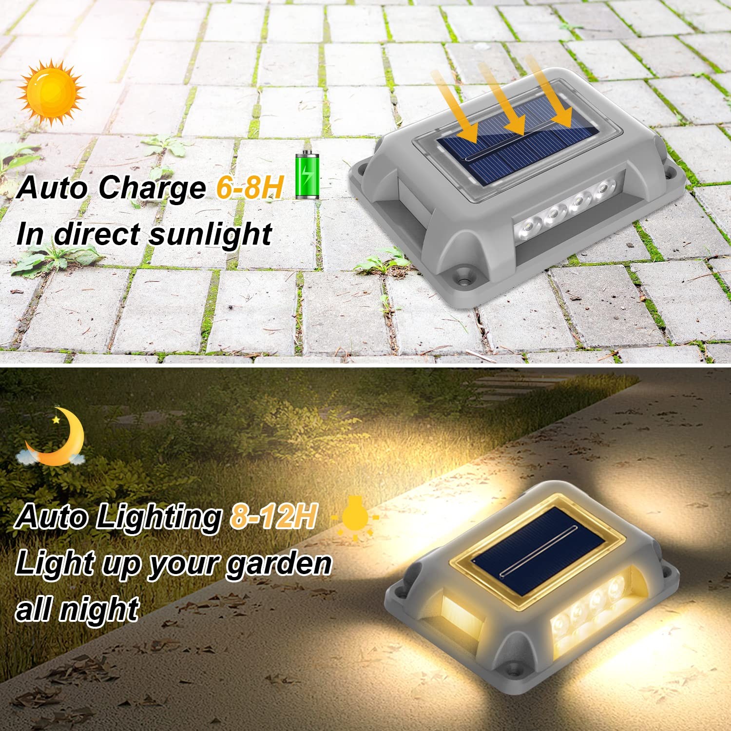 T-Sun Solar Dock Lights Solar Driveway Lights Outdoor 12 Pack Led Ground