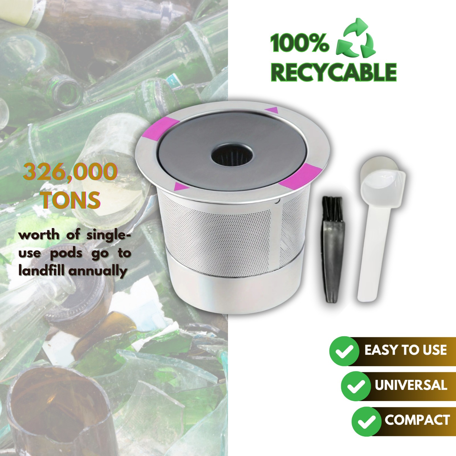 Reusable K Cup Pods 2 Pack – Stainless Steel Coffee Filter for Keurig 1.0 2.0
