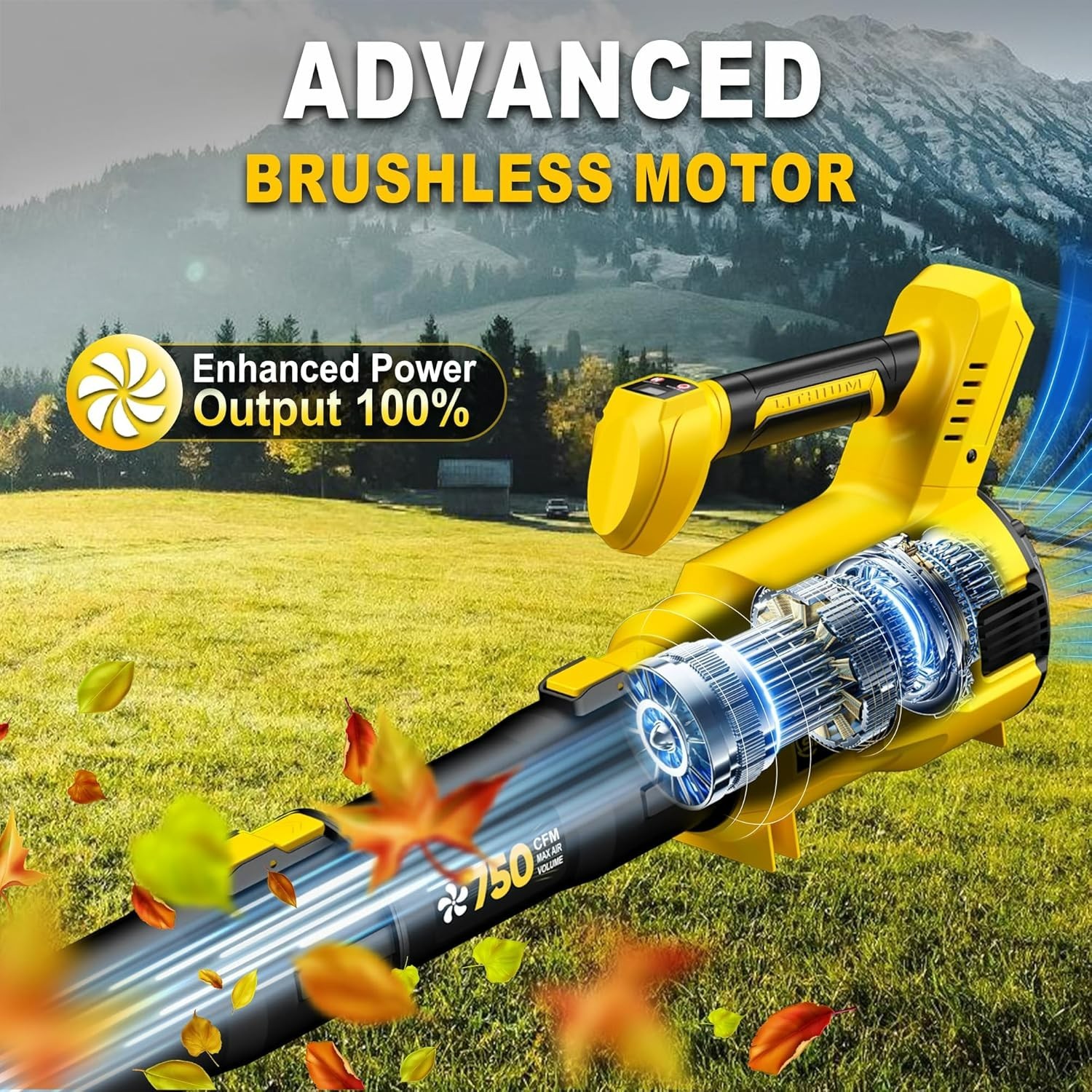 SILVEL Leaf Blower, 750CFM/250MPH High Power Cordless Blower with Powerful Br