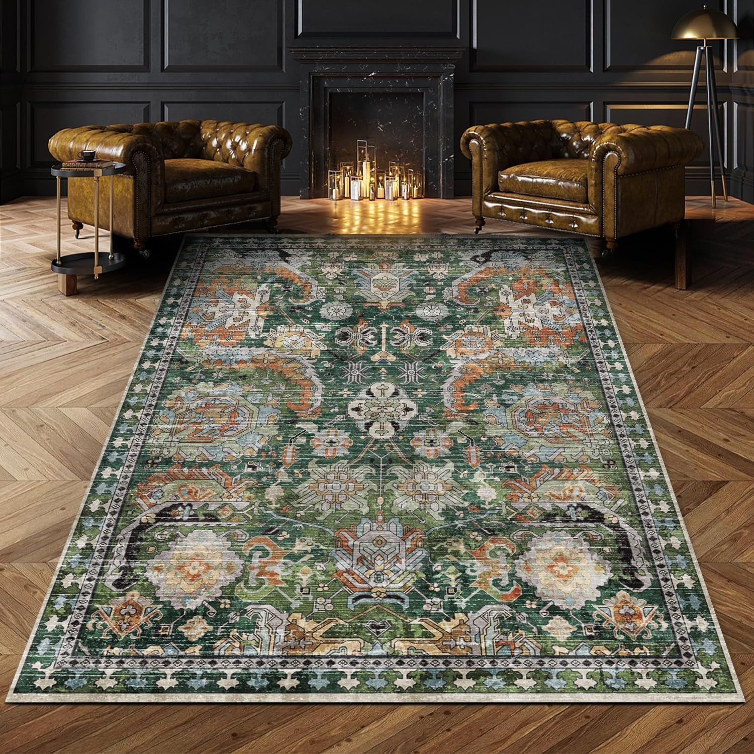 Durable Washable Area Rug 3′ x 5′ – Non-Slip & Vintage Elegance for Any Room