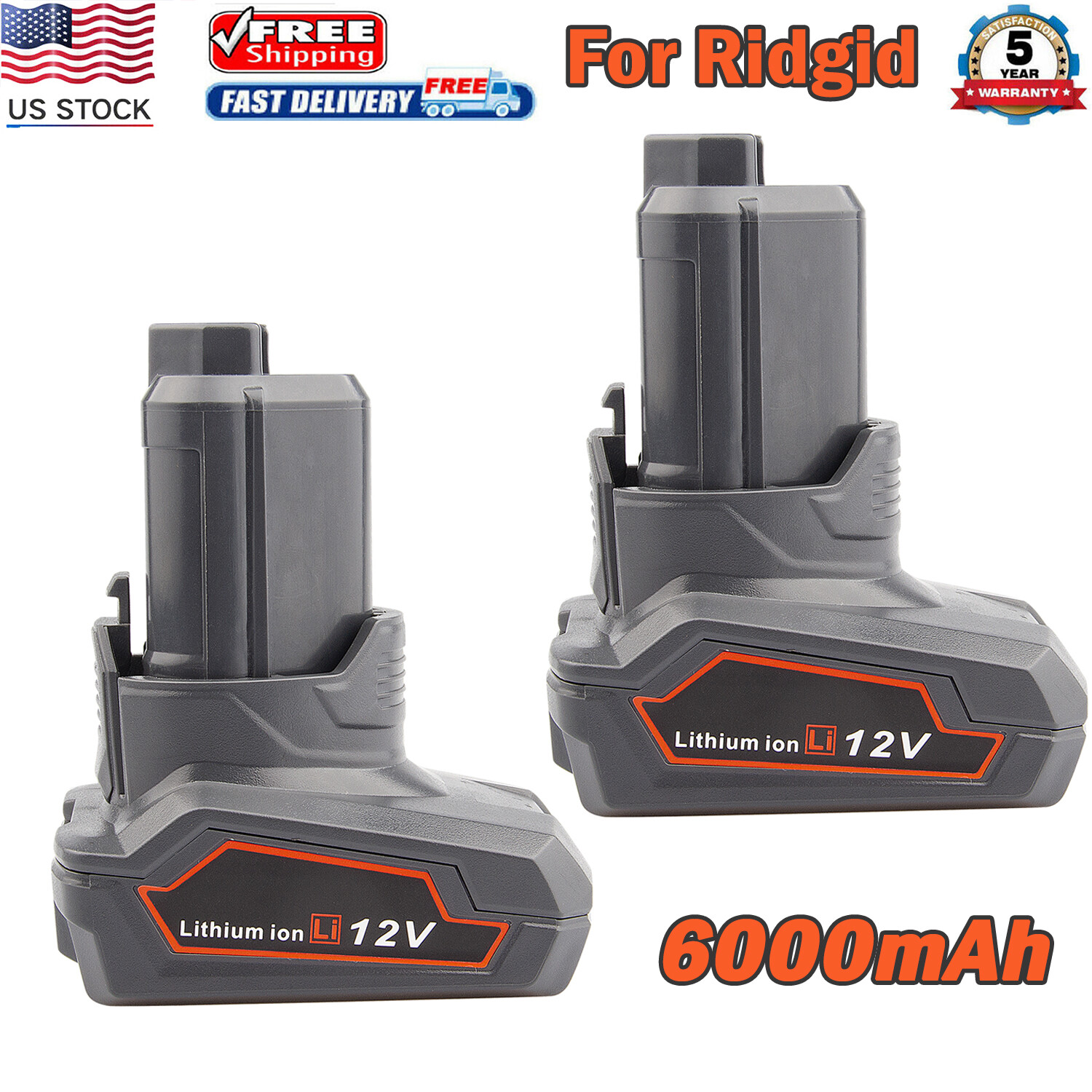 Battery For Ridgid 12V Lithium 6.0Ah L1240 AC82048 R82007 R82048 R86048 R82008